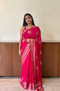 Pure organza zari embroidered saree - Pink