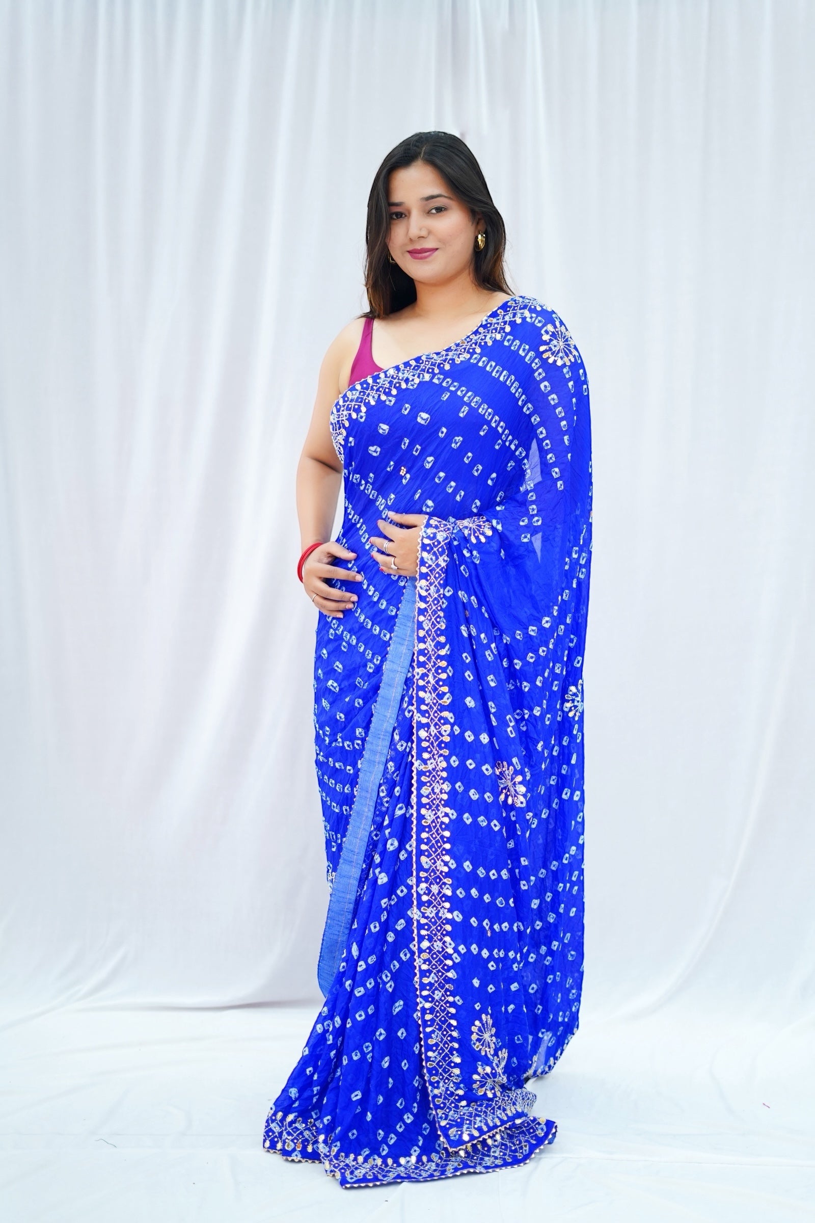Pure viscose bandhani saree - Blue