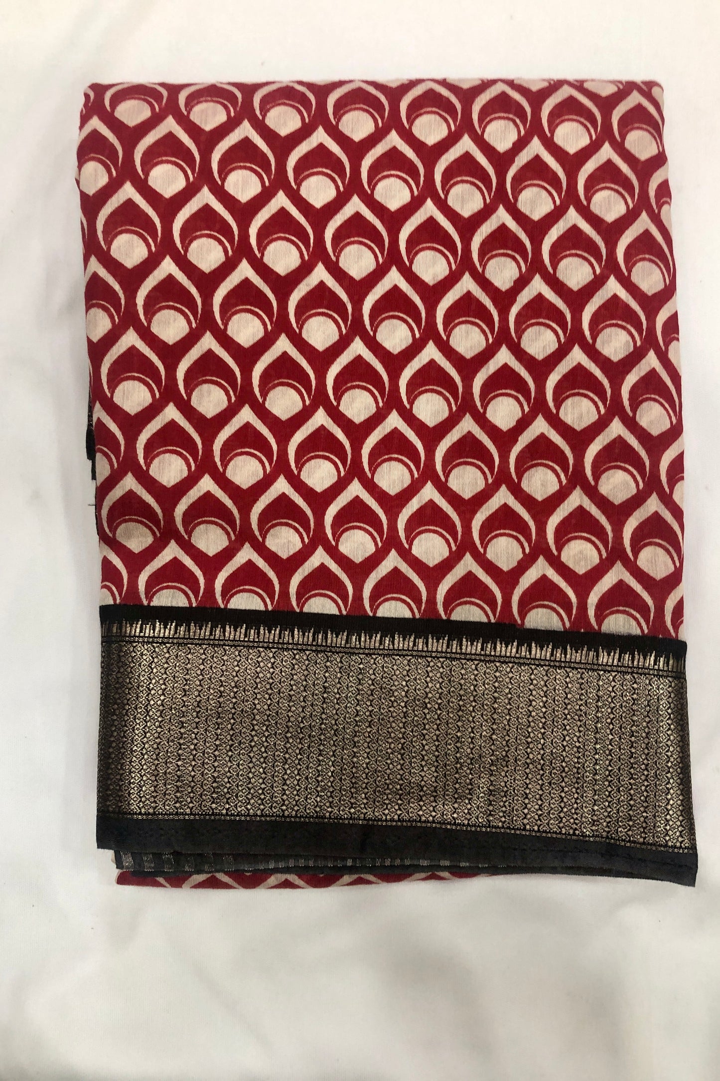 Pure soft Chanderi cotton saree - Red