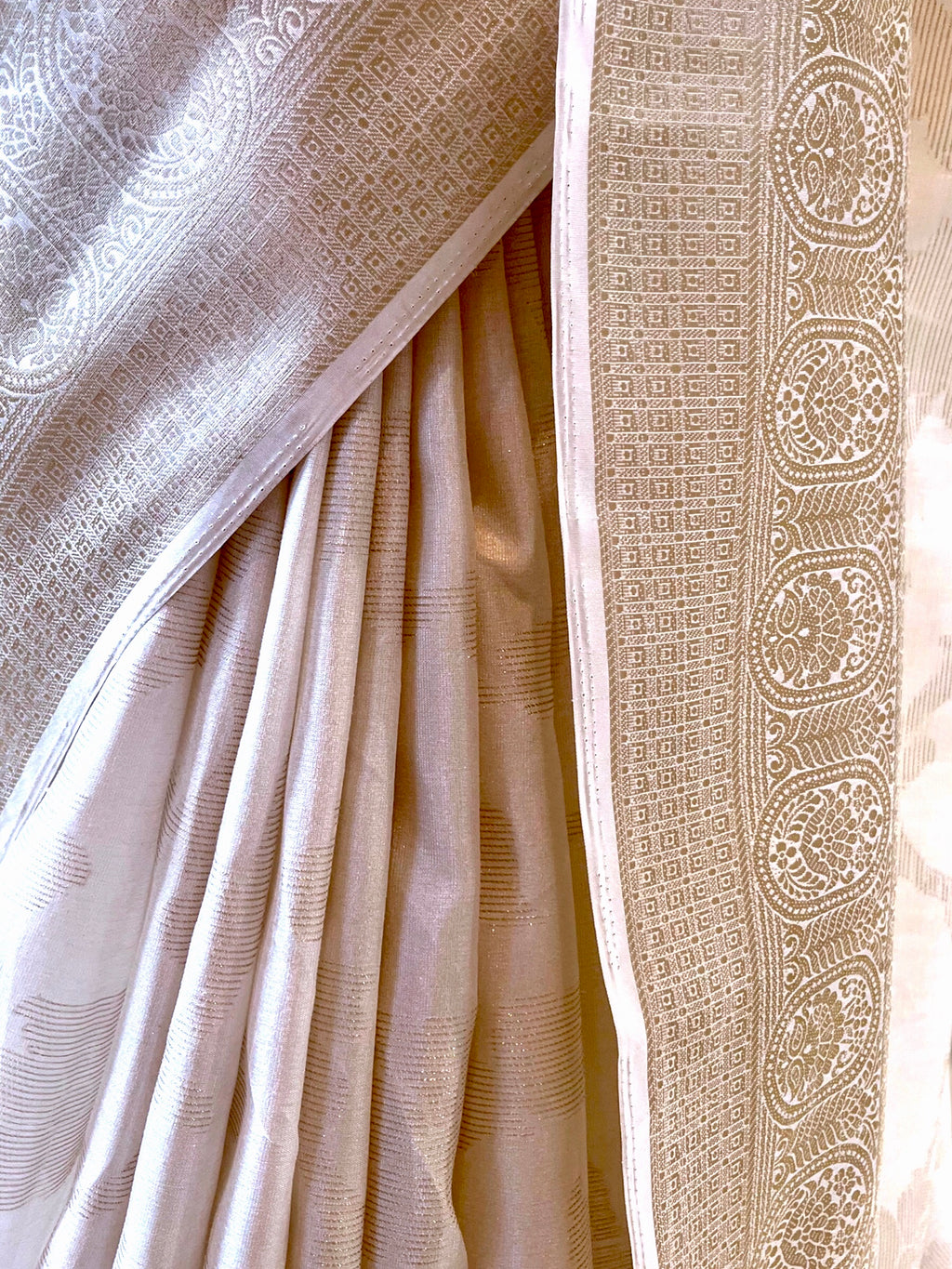 Classic White Golden Zari Saree