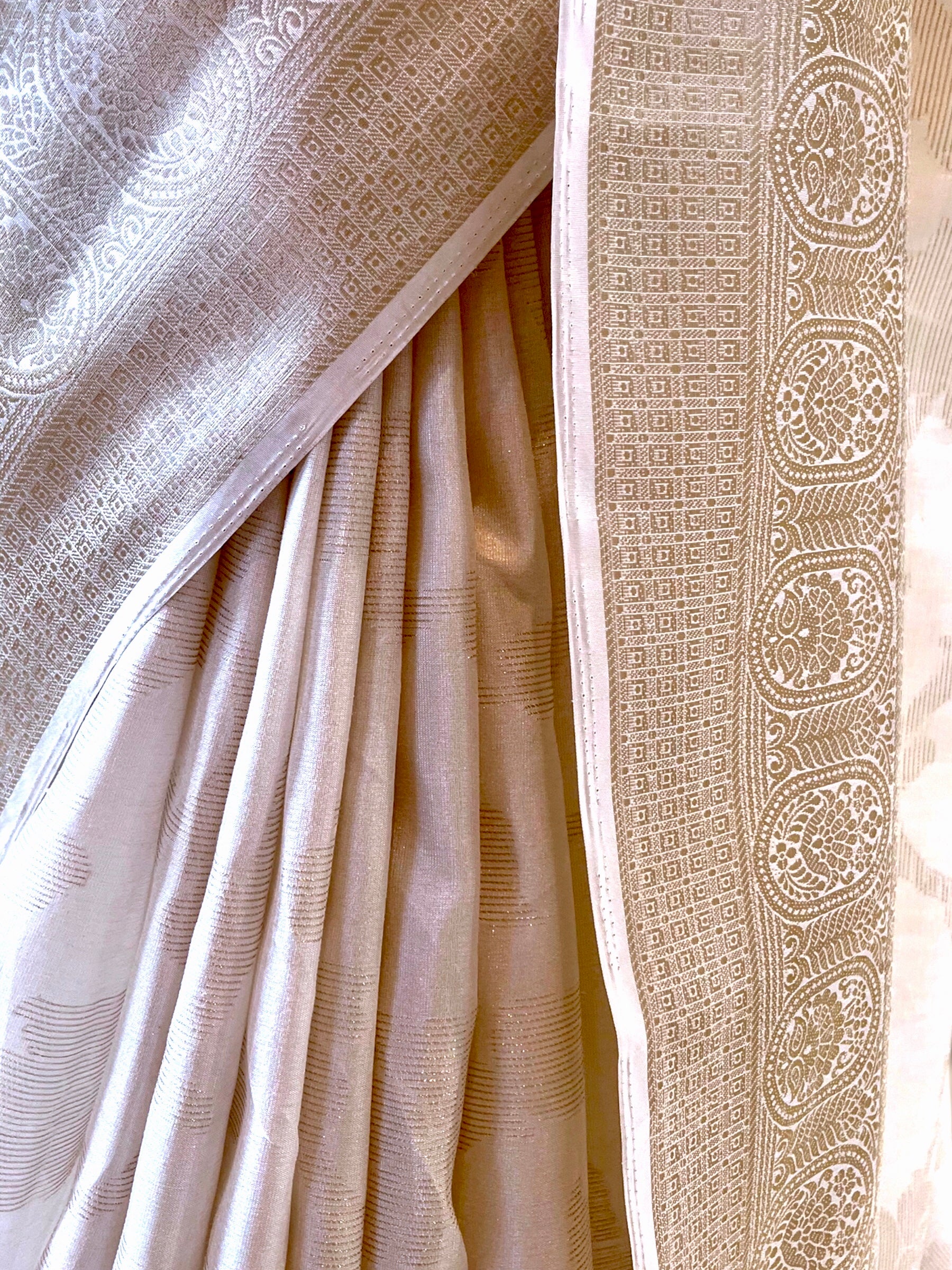 Classic White Golden Zari Saree