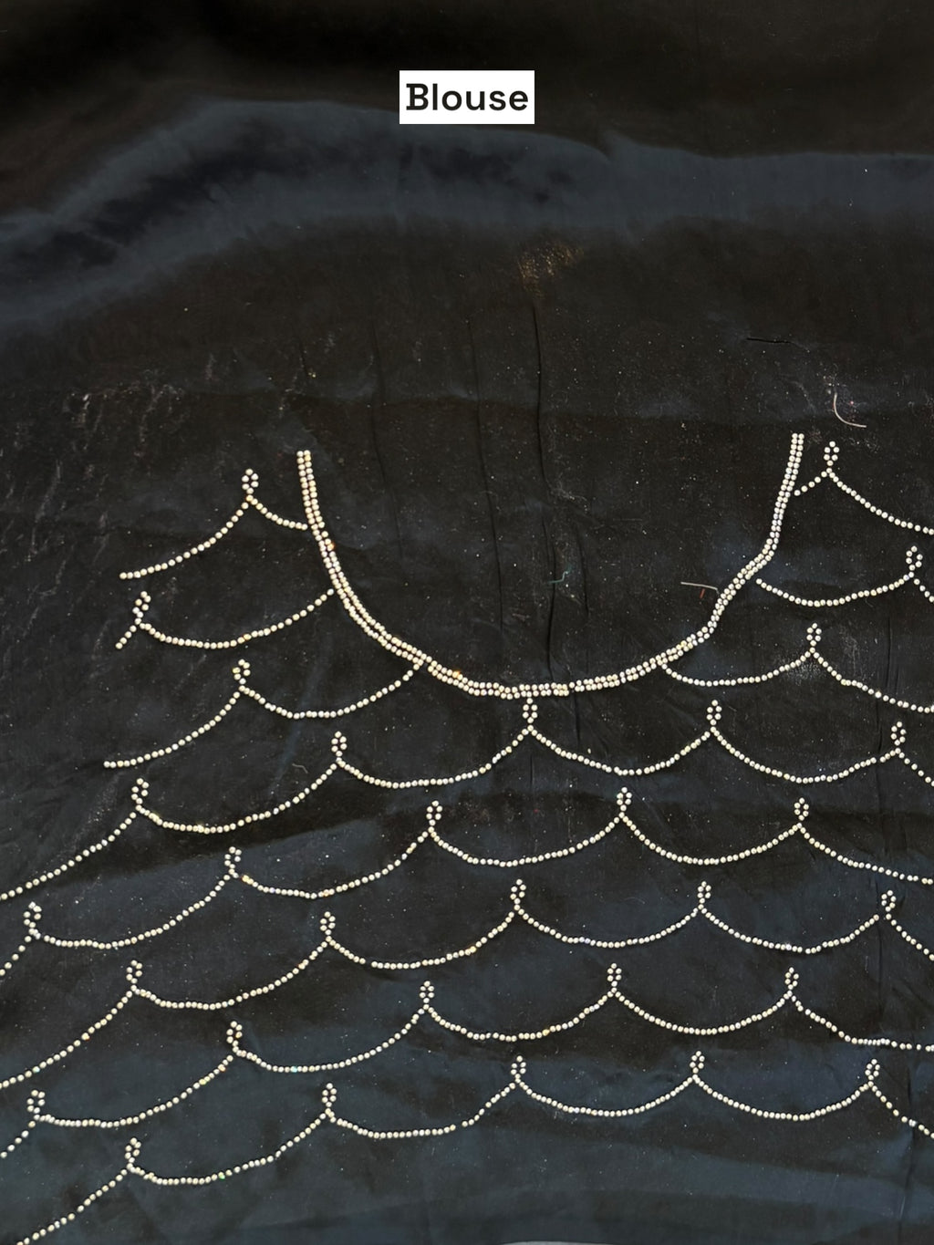 Fendy satin floral stone work saree - Black