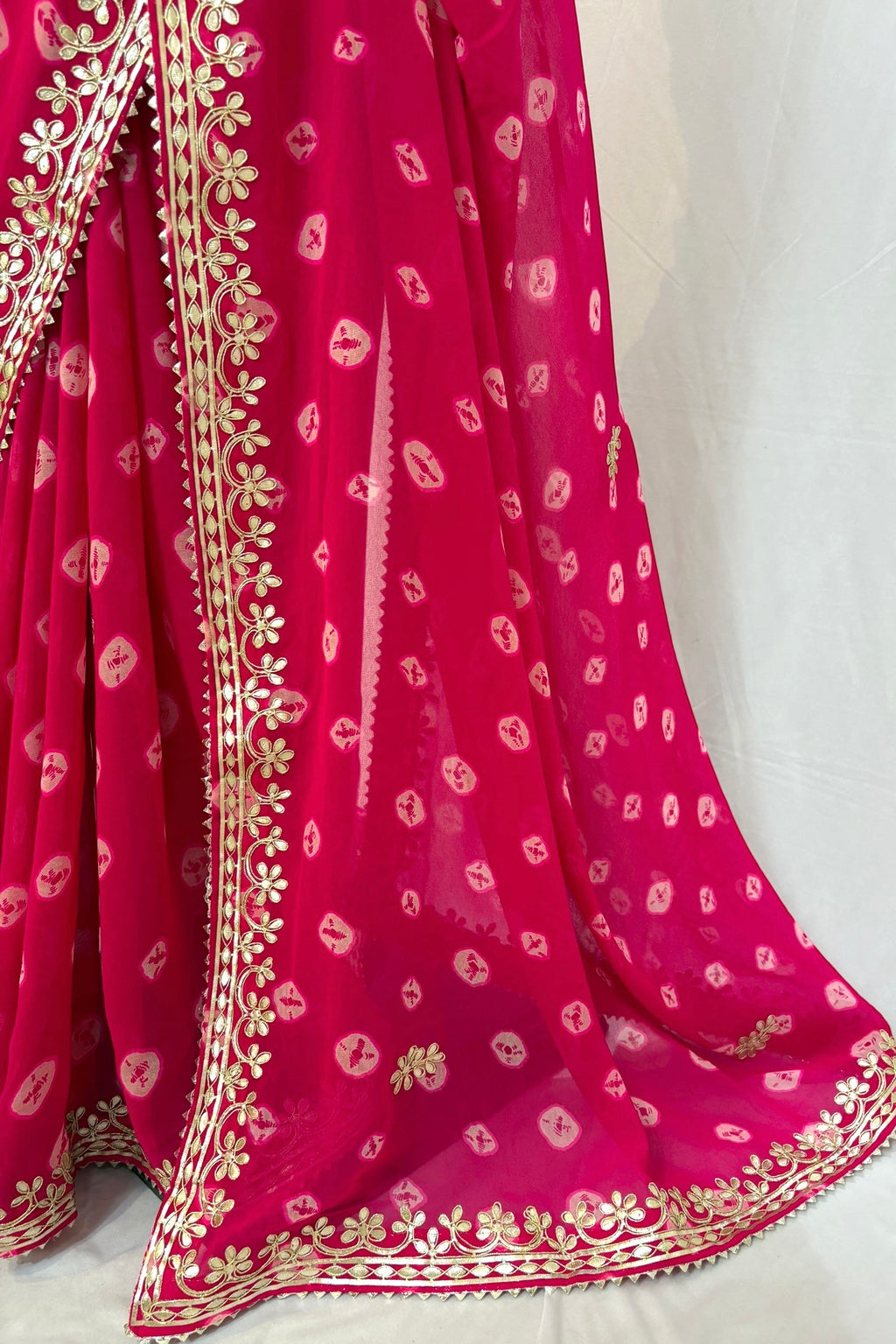 Bandhej georgette saree - Pink