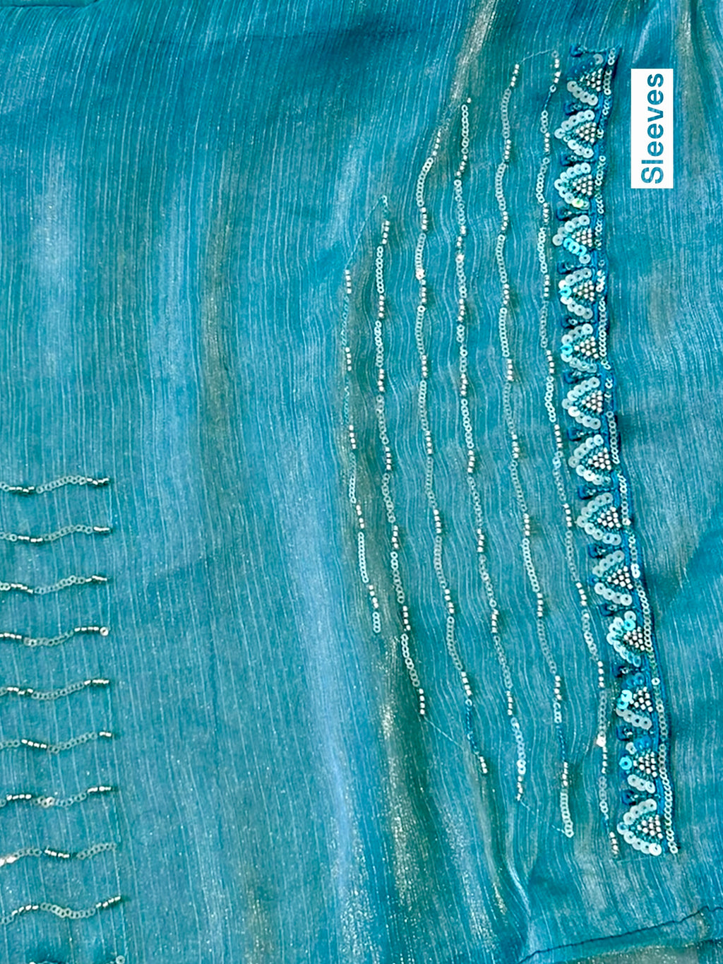 Shimmer Chiffon Embellished Saree - Blue