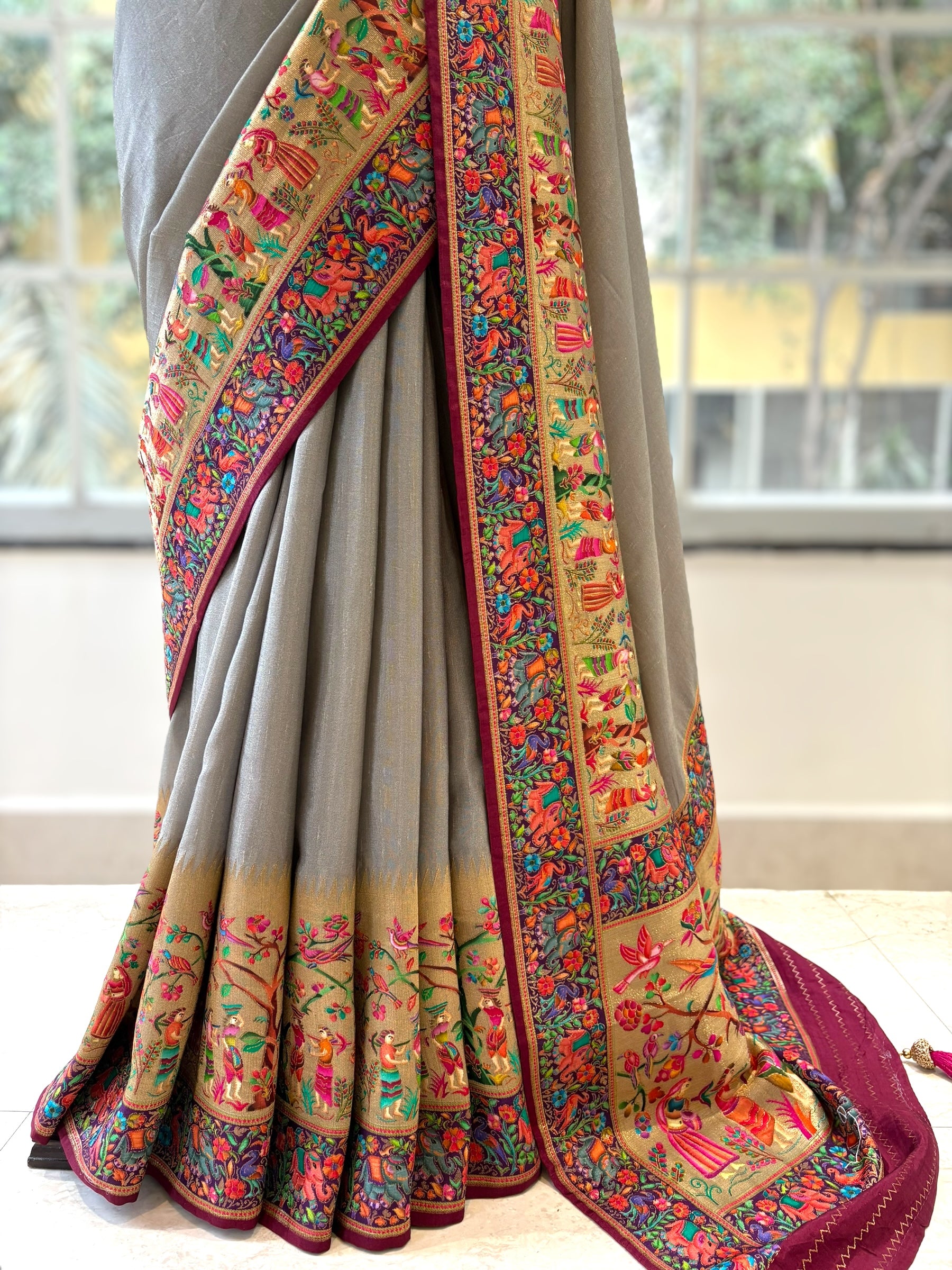 Premium soft silk saree - Grey