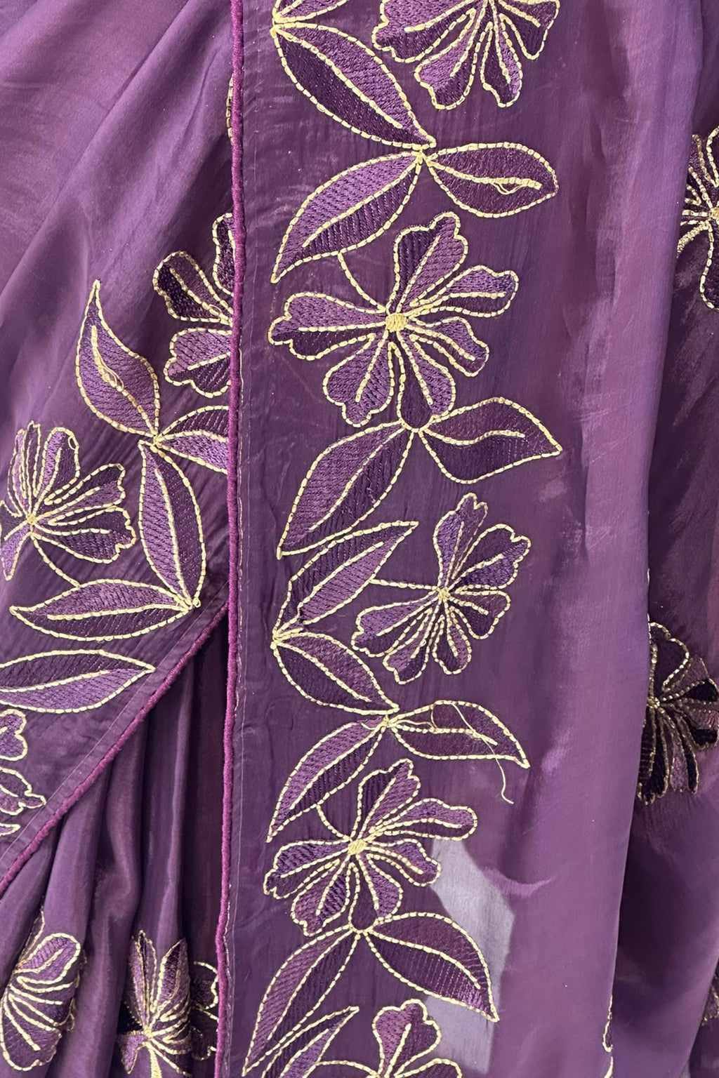 Pure organza embroidered saree - Violet