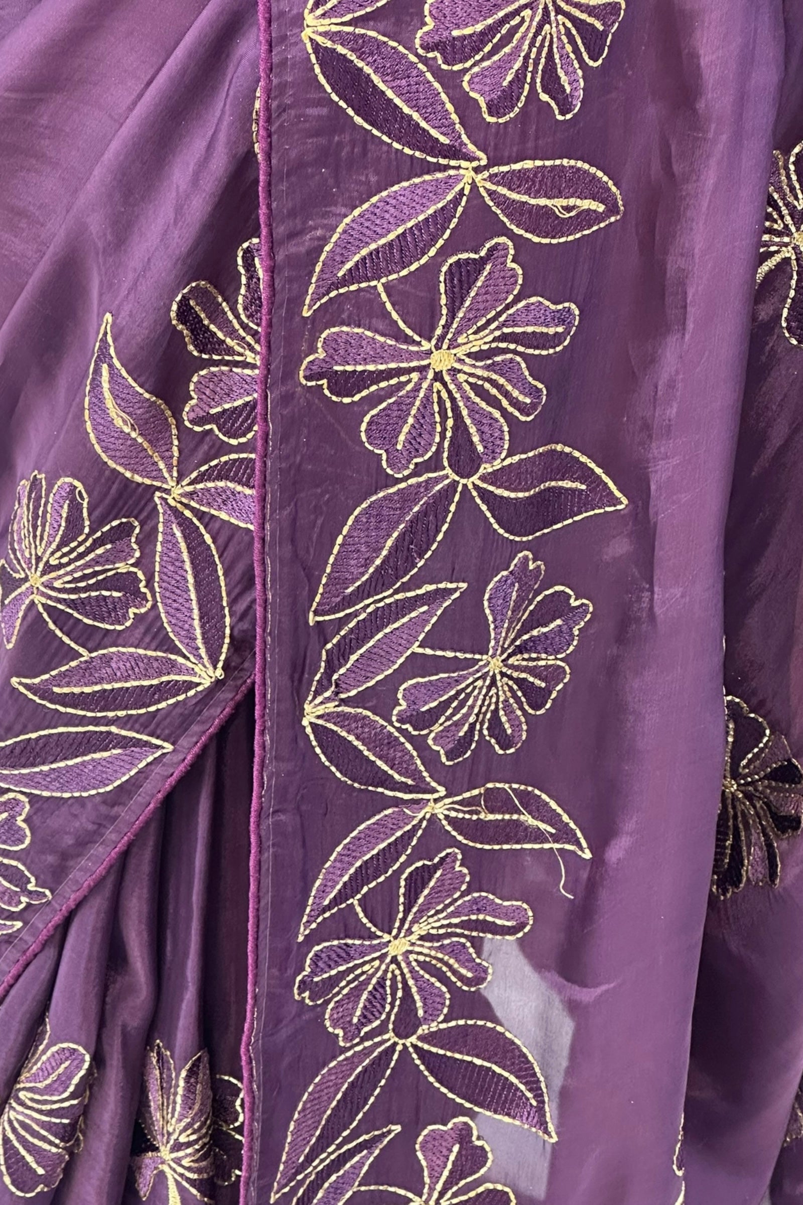 Pure organza embroidered saree - Violet