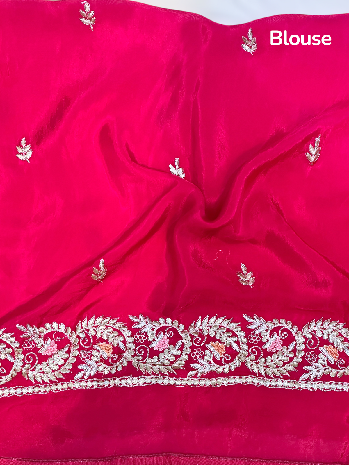 Rani pink gotta embroidered saree