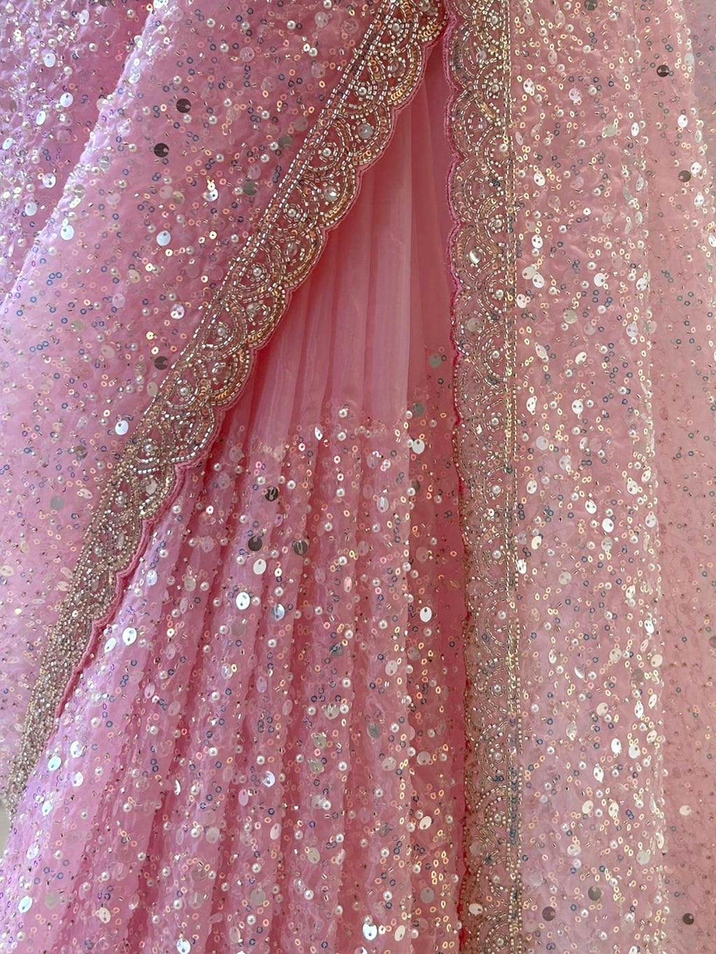 Baby pink imported soft organza saree
