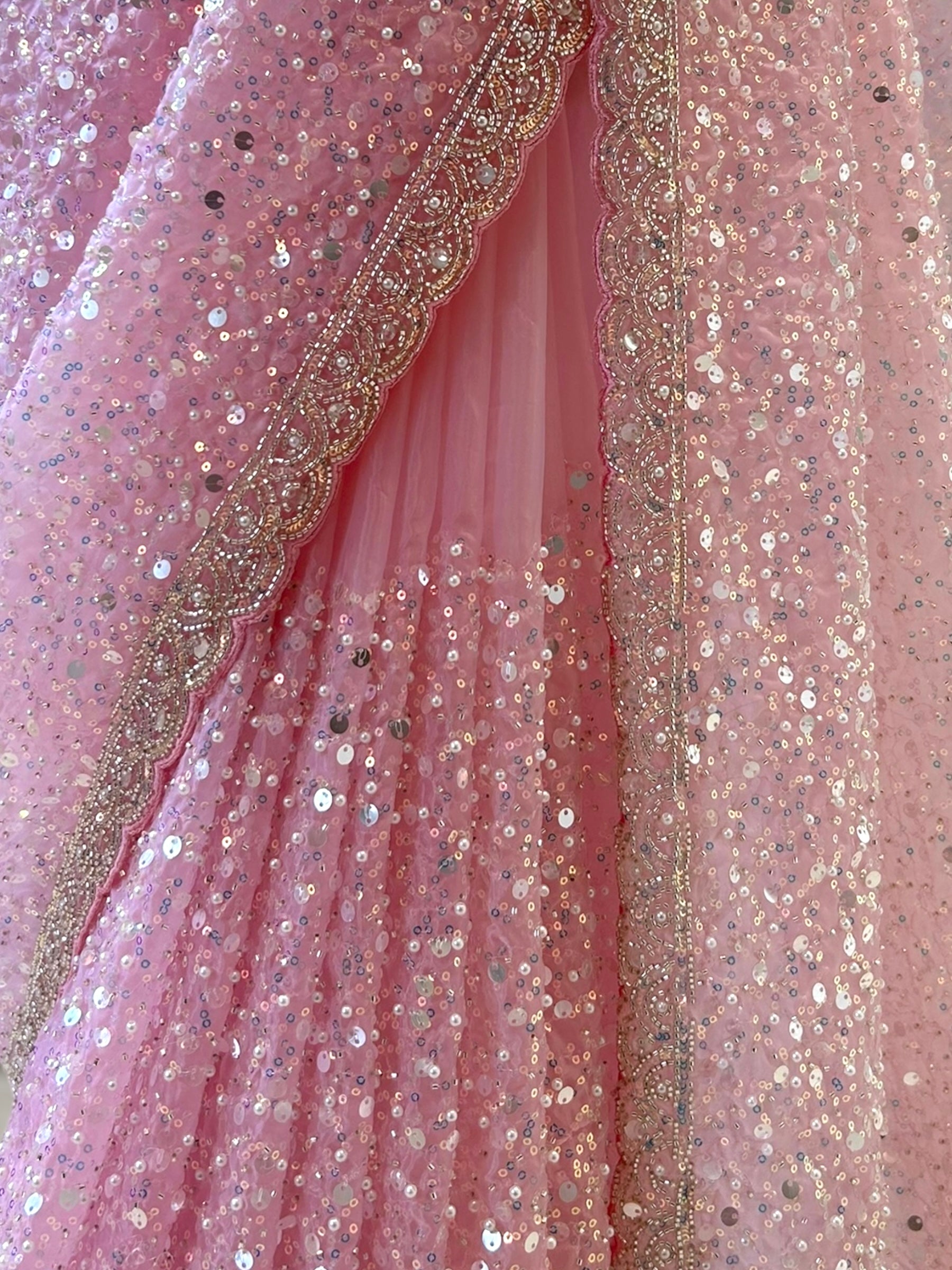Baby pink imported soft organza saree