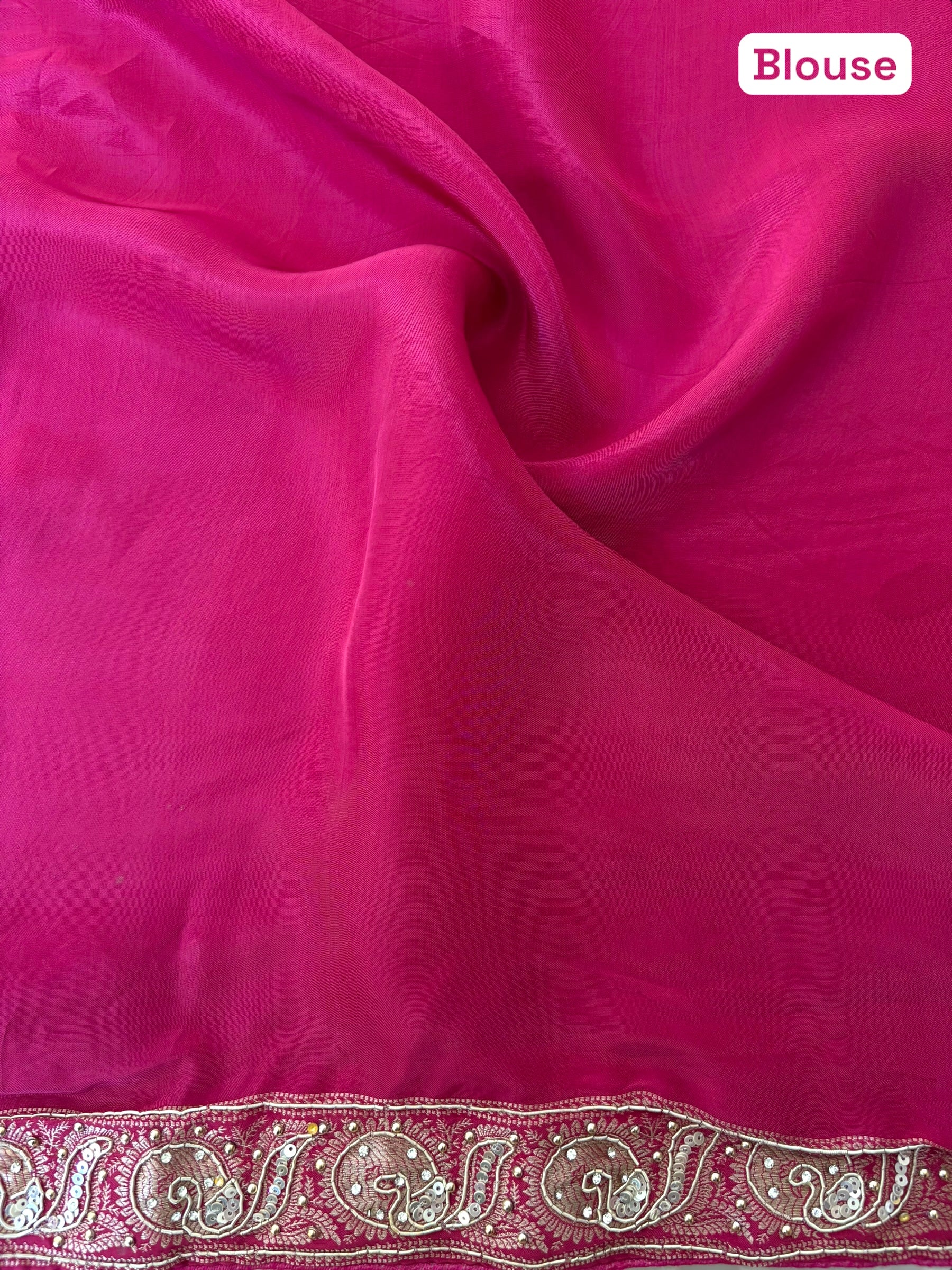 Fuchsia pink pure dola silk saree