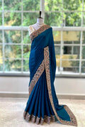 Crushed organza work saree