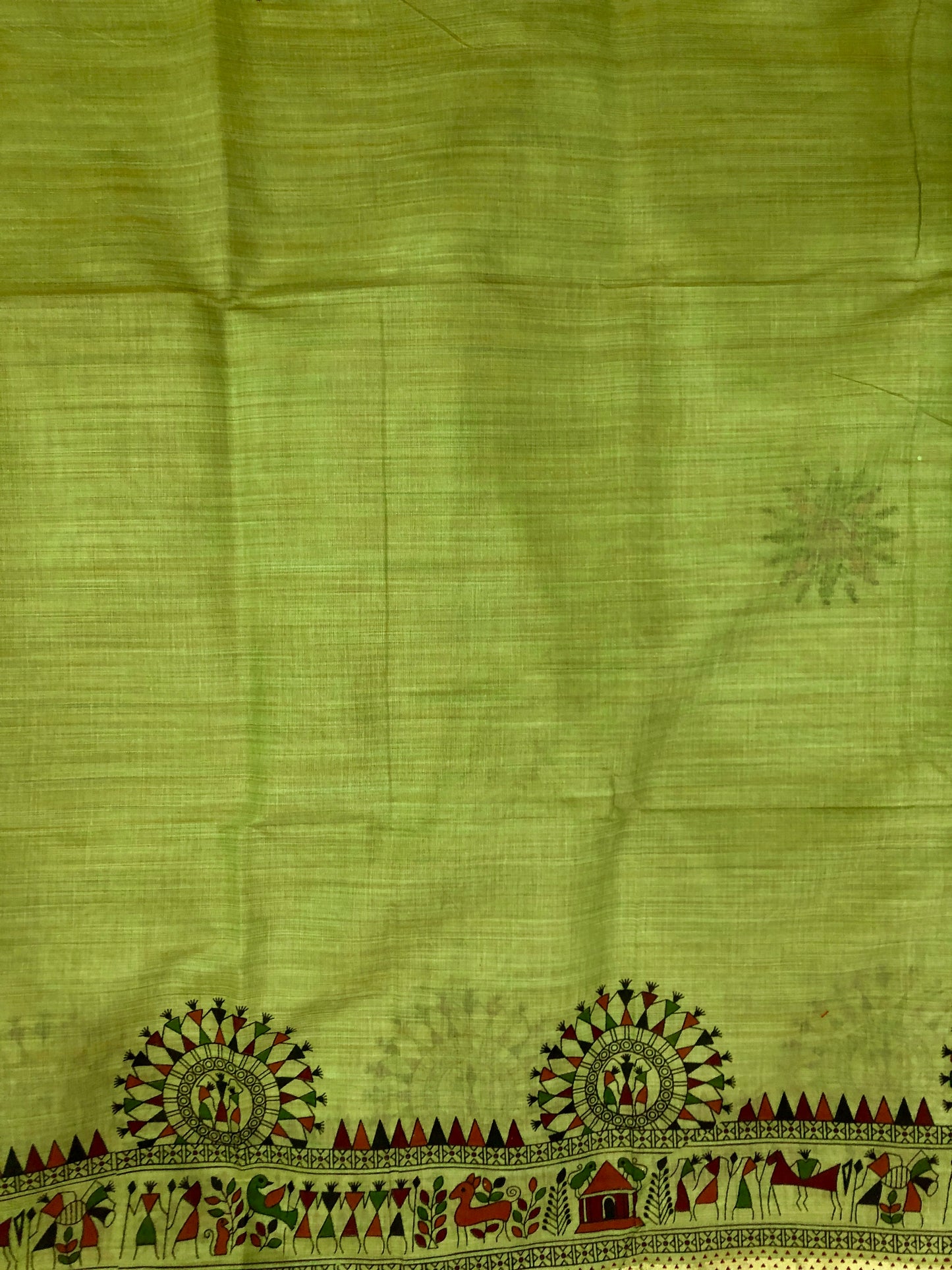 Embroidered Cotton Saree - Green