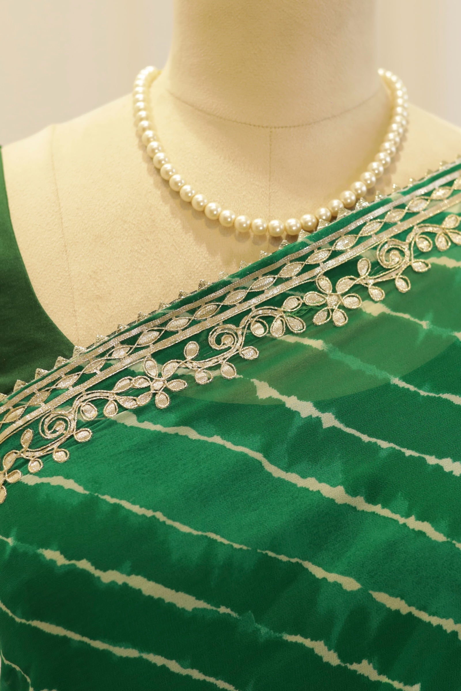 Georgette leheriya saree - Green