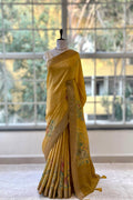 Diamond chiffon saree - Yellow