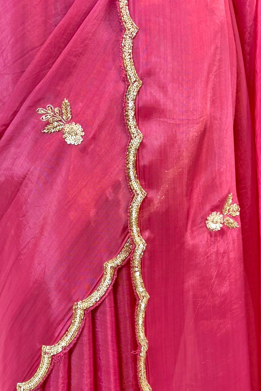 Pure organza sequins saree - Onion Pink