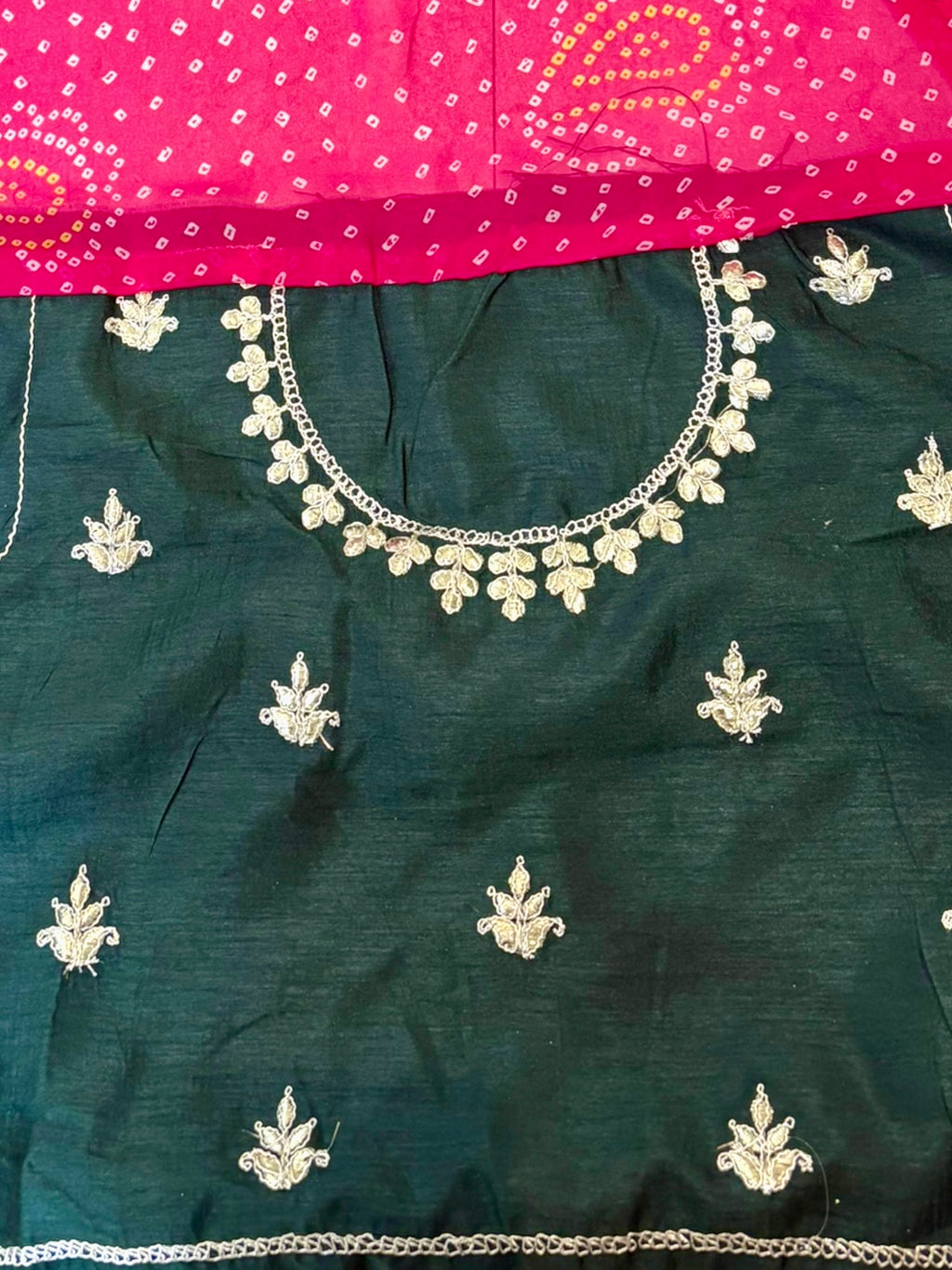 Georgette bandhani saree - Pink scallop