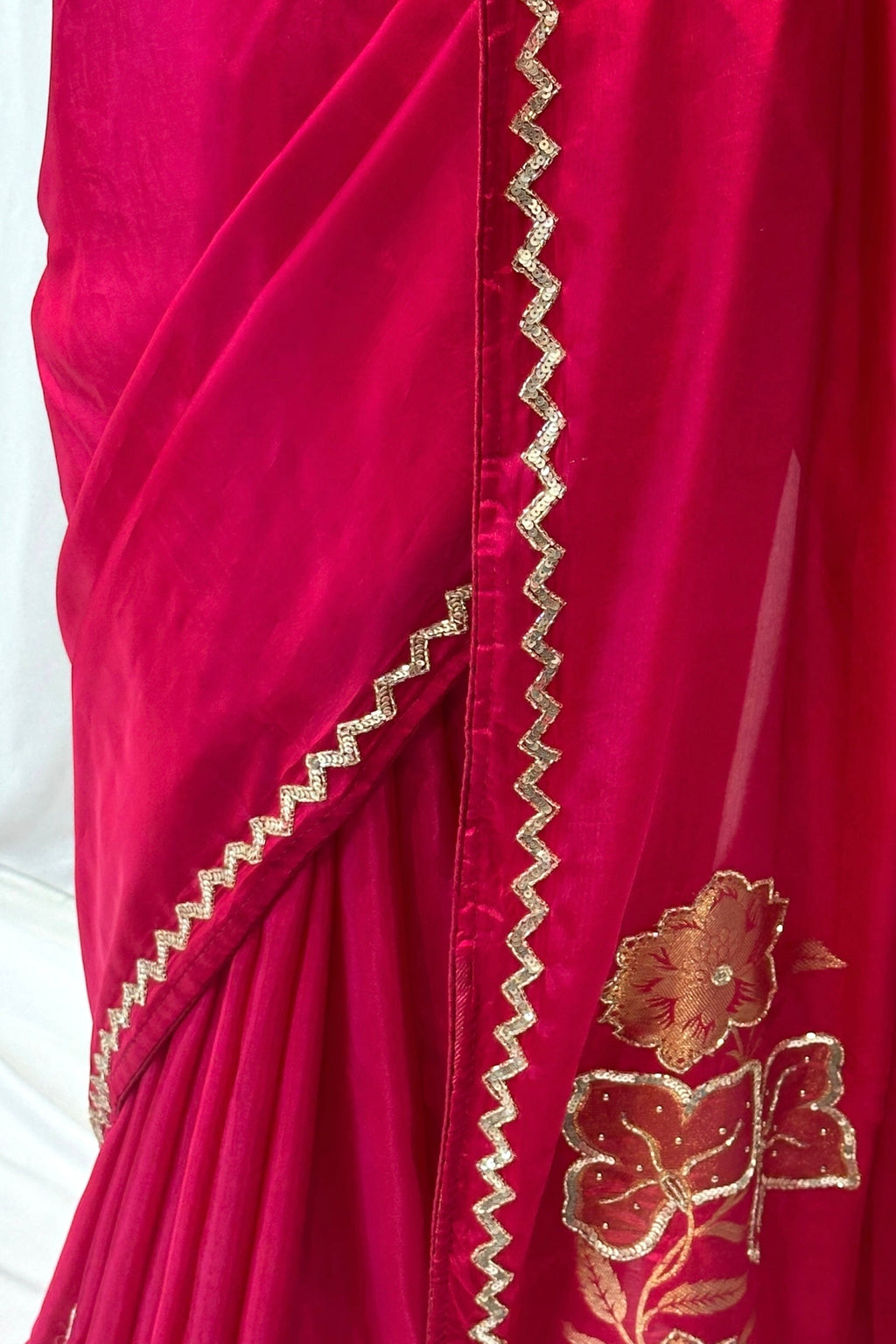 Magenta HO silk floral sequins saree