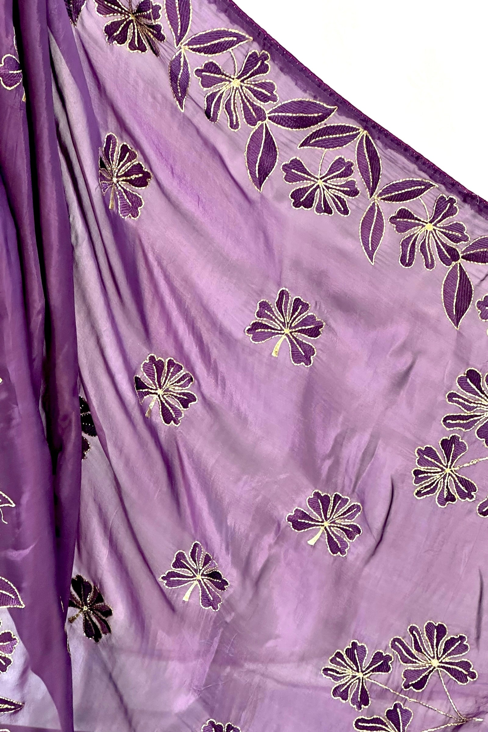 Pure organza embroidered saree - Violet