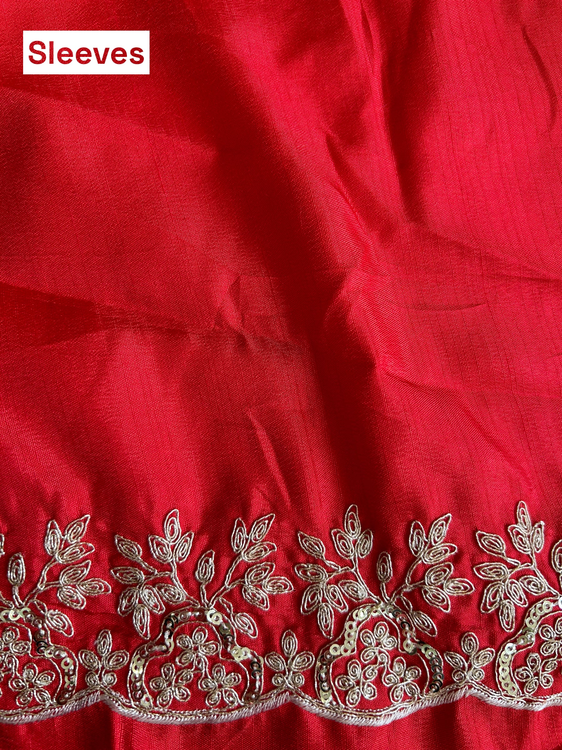 Satin chiffon aari work saree - White