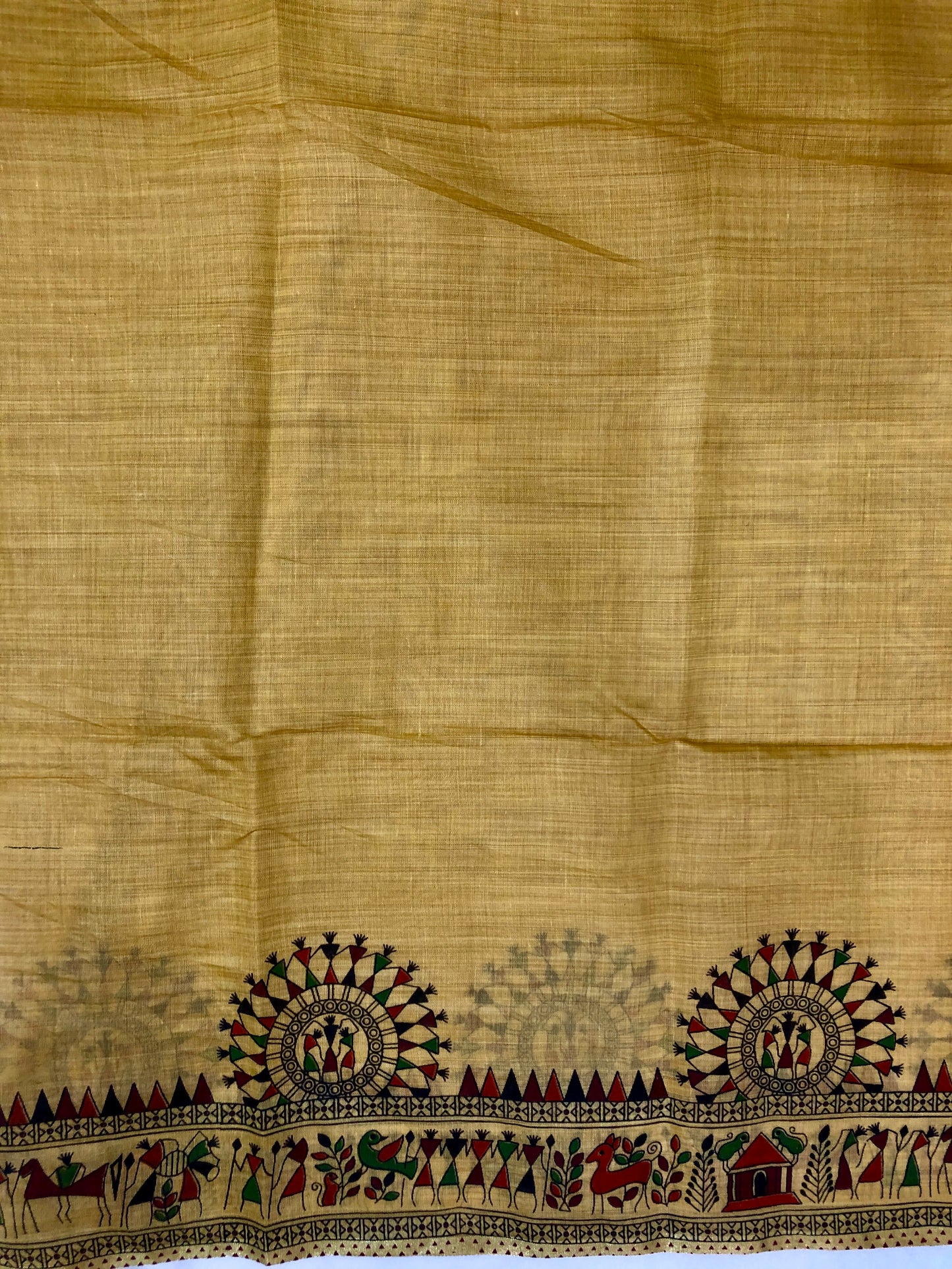 Embroidered Cotton Saree - Yellow