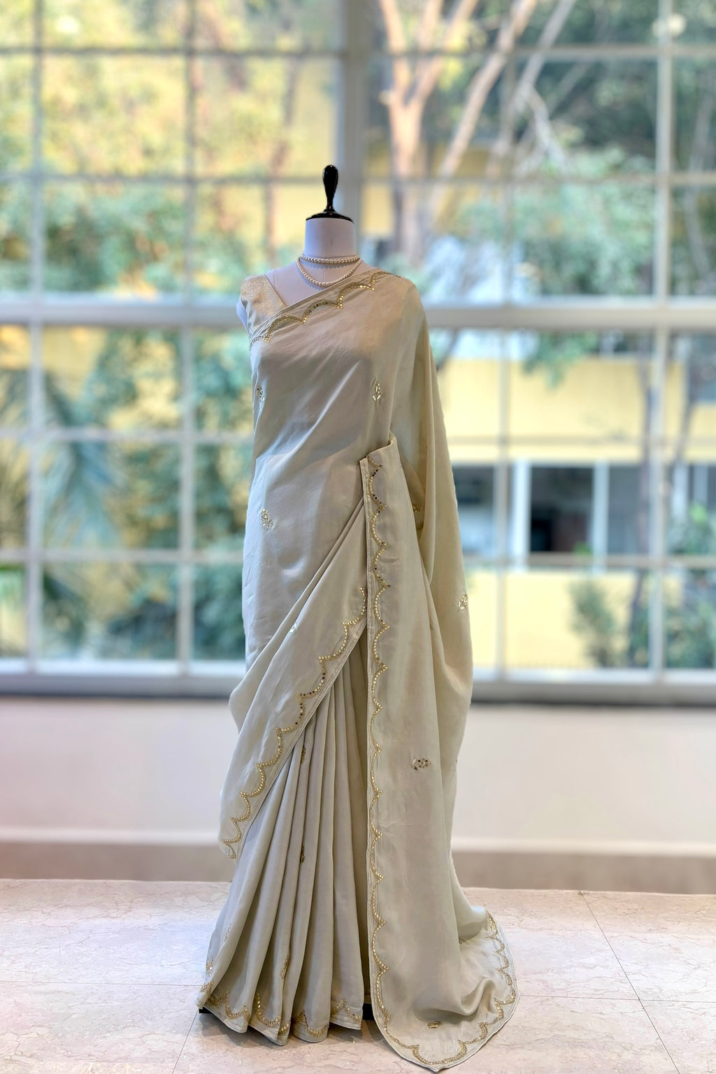 Grey upada silk saree