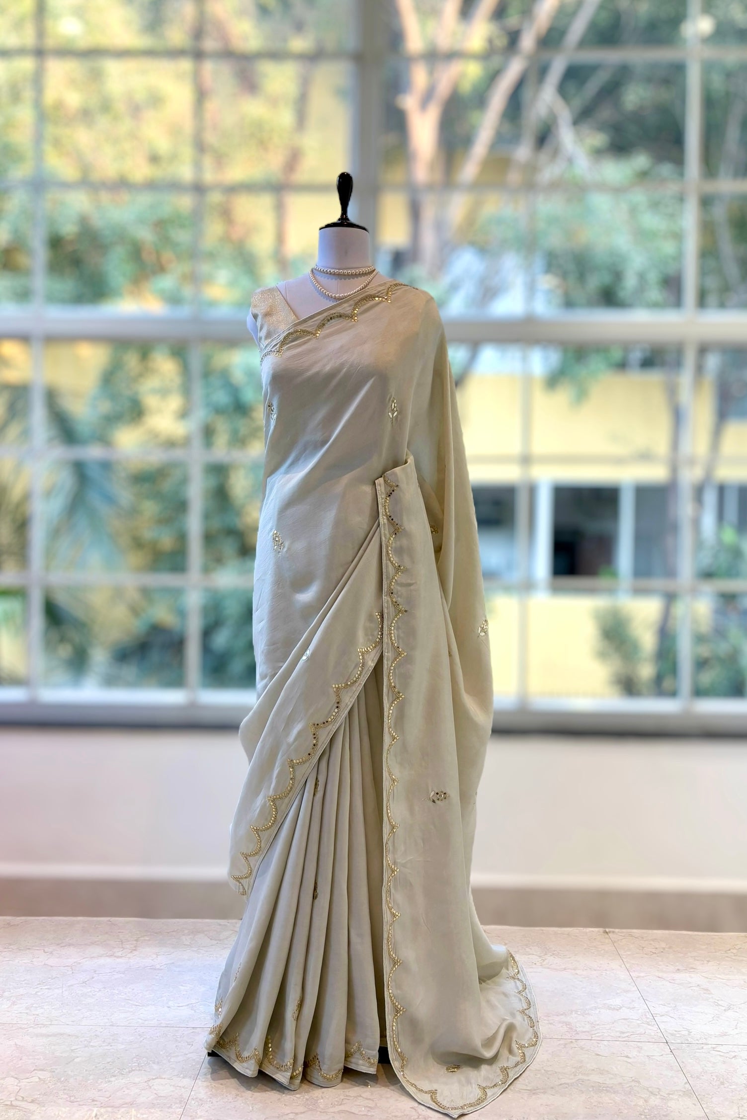 Grey upada silk saree