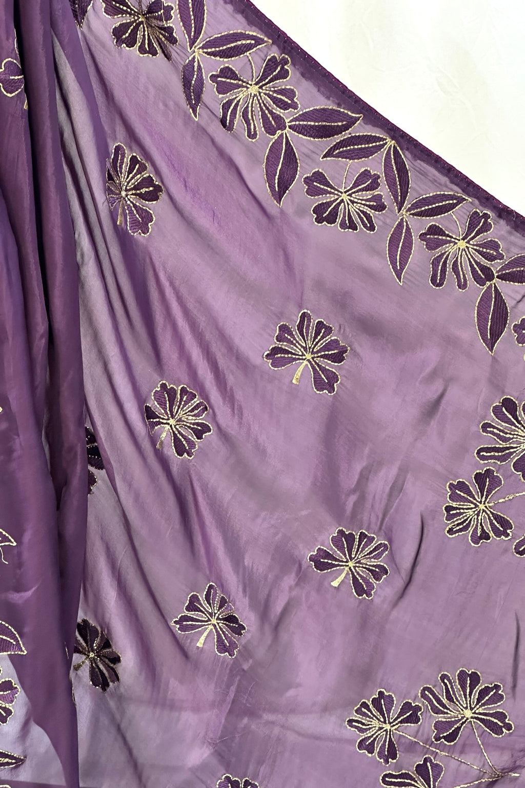 Pure organza embroidered saree - Violet