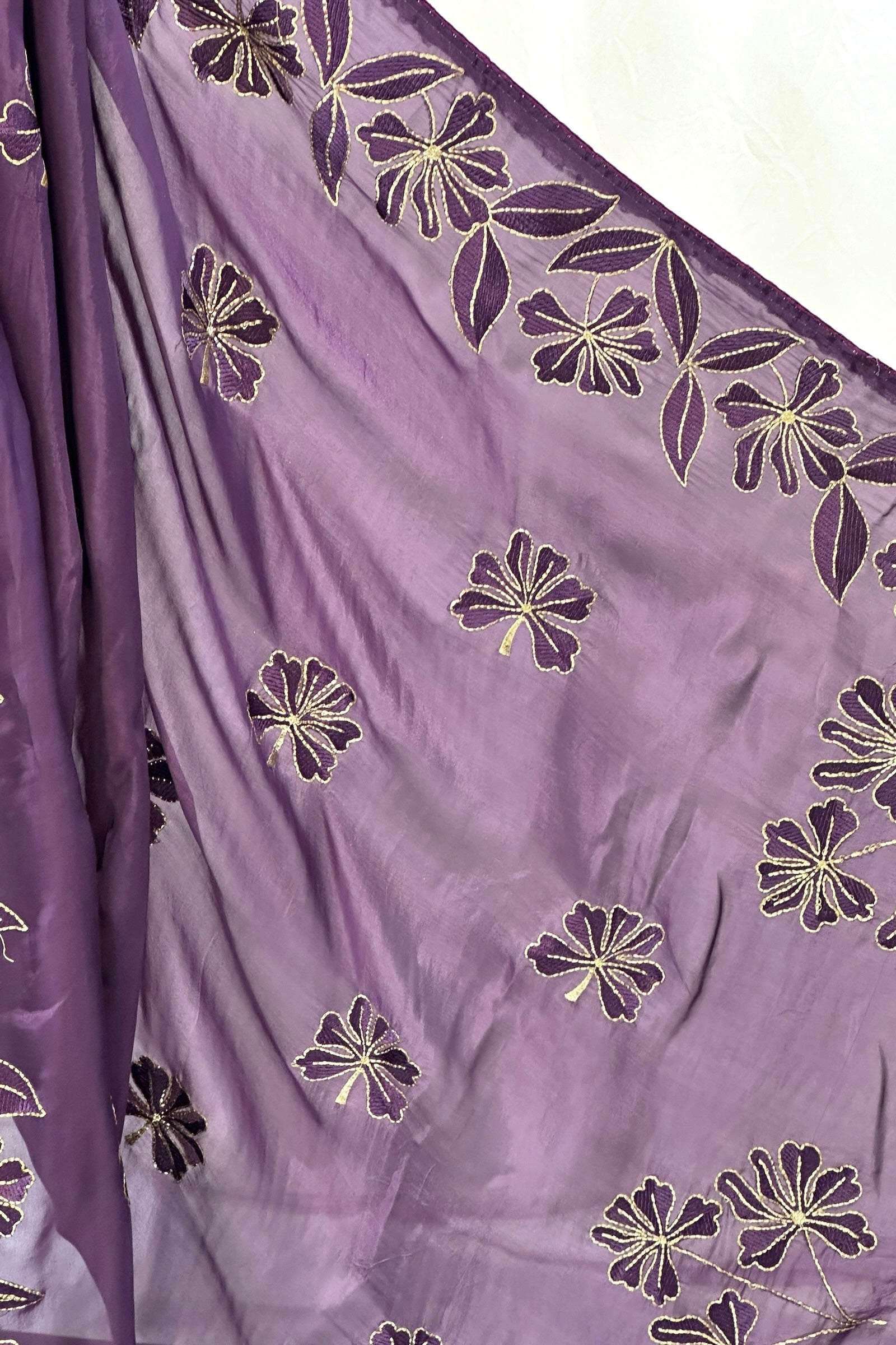 Pure organza embroidered saree - Violet