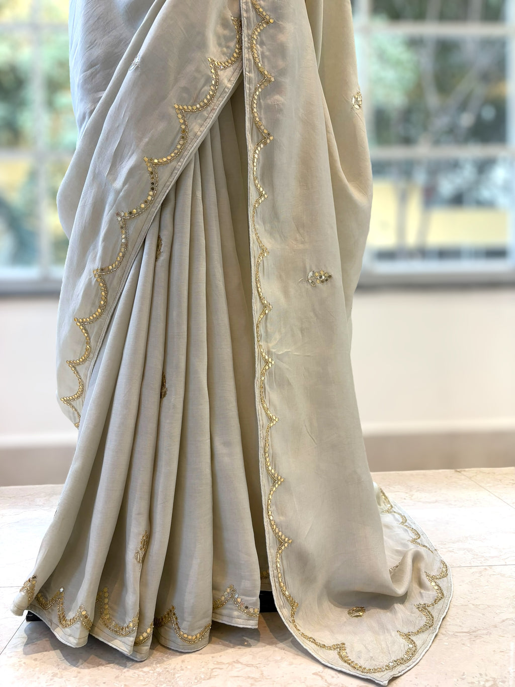 Grey upada silk saree