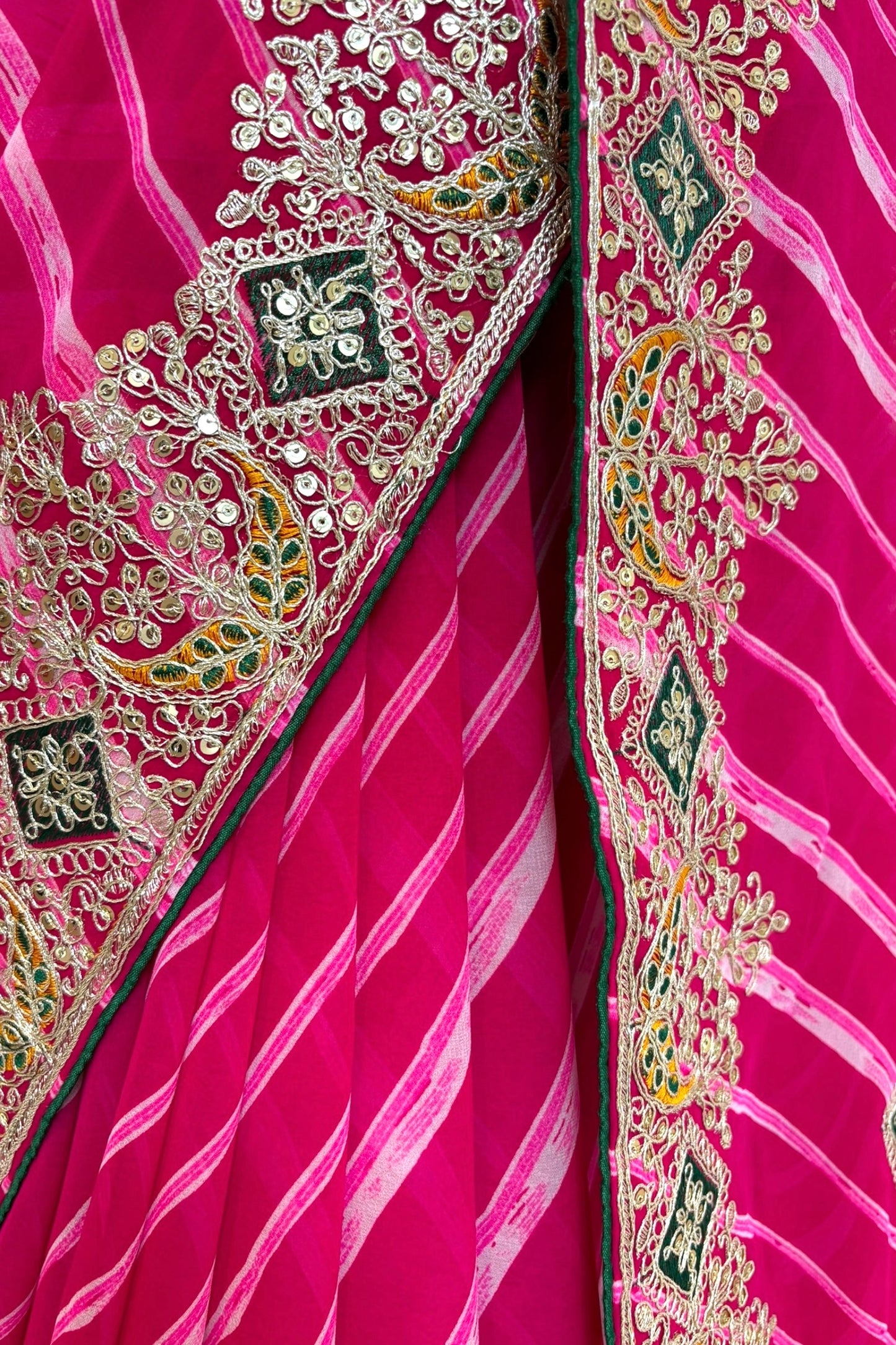 Leheriya work saree - Pink