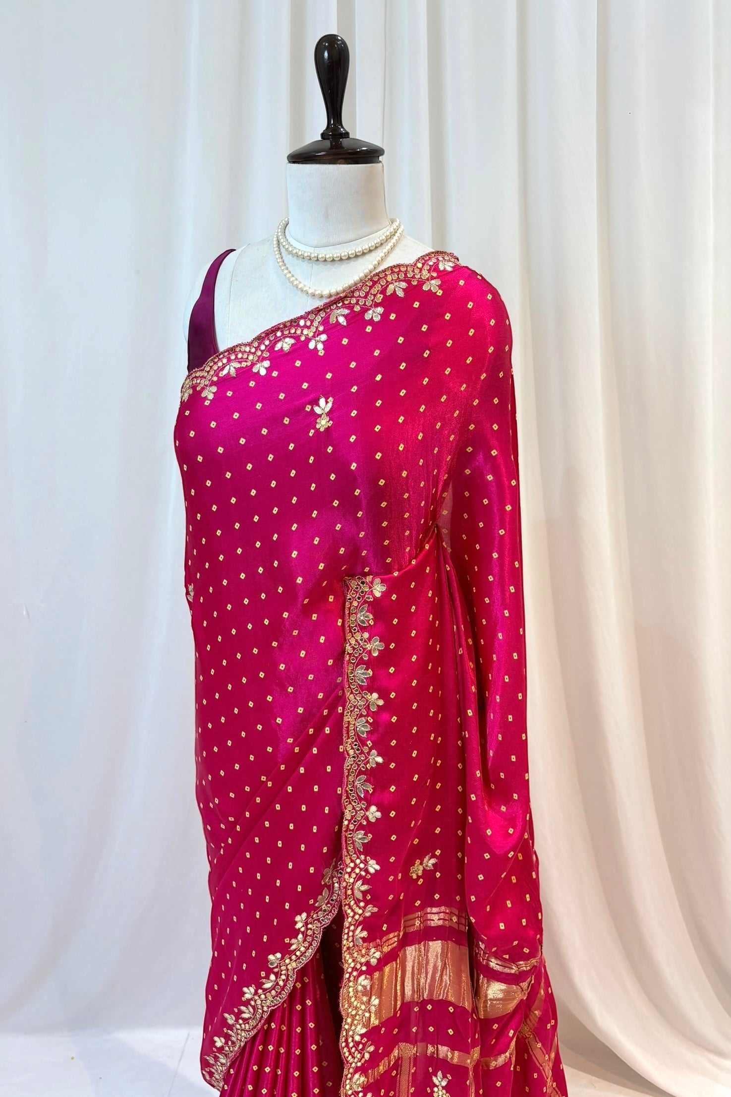 Pink modal silk zari saree