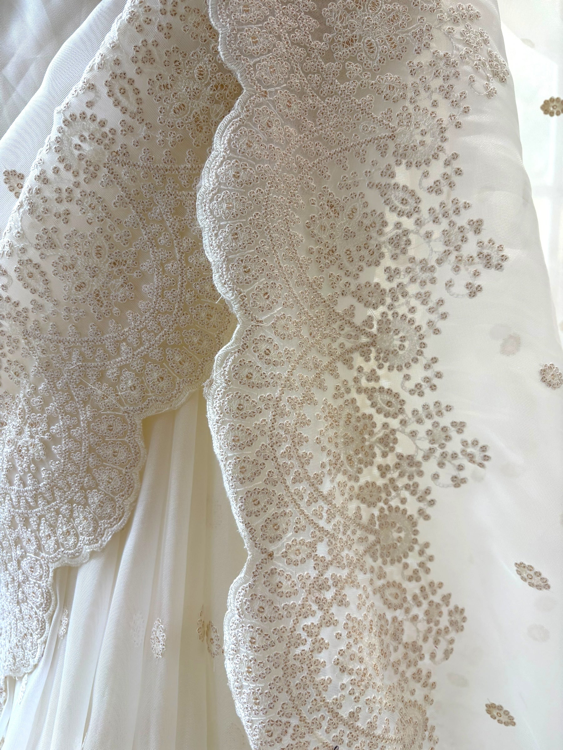 Lucknowi work saree - White