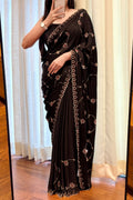 Black jewellery work saree