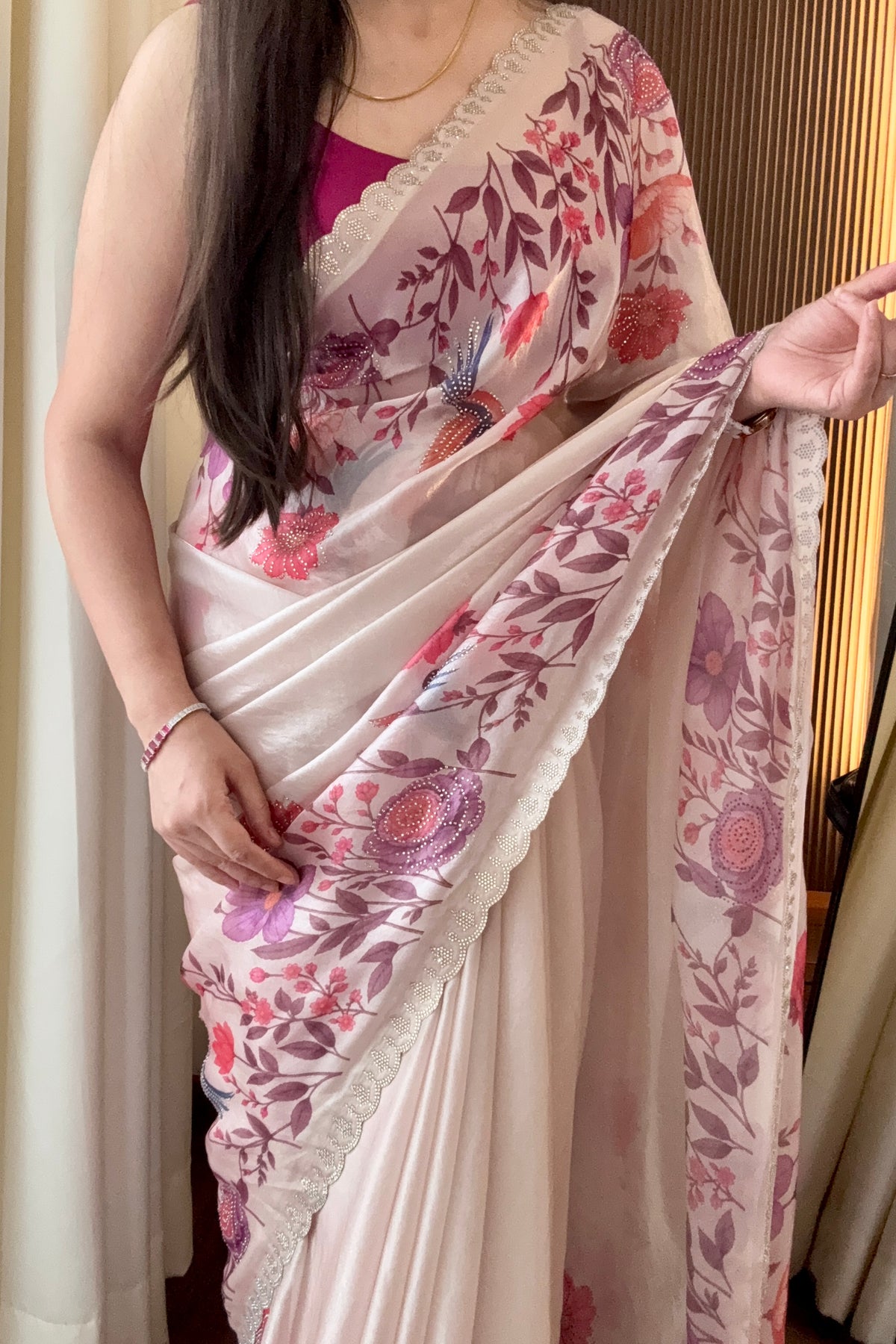 Digital print fendy floral saree - Multi Floral