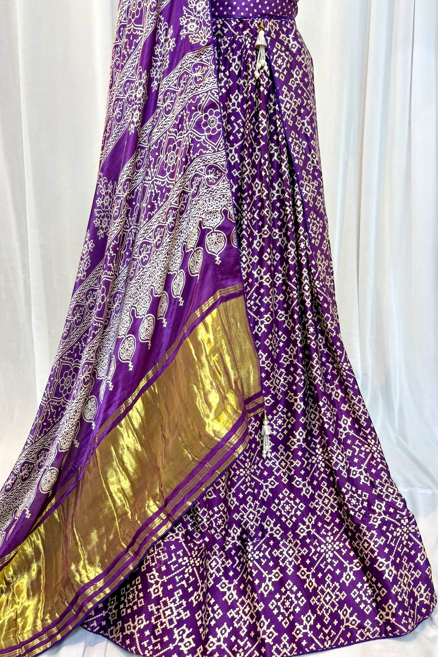 Ajrakh modal silk lehenga - Violet