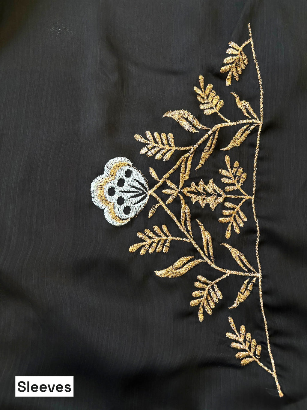 Black leafy designer saree