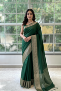 Dola silk saree - Bottle green