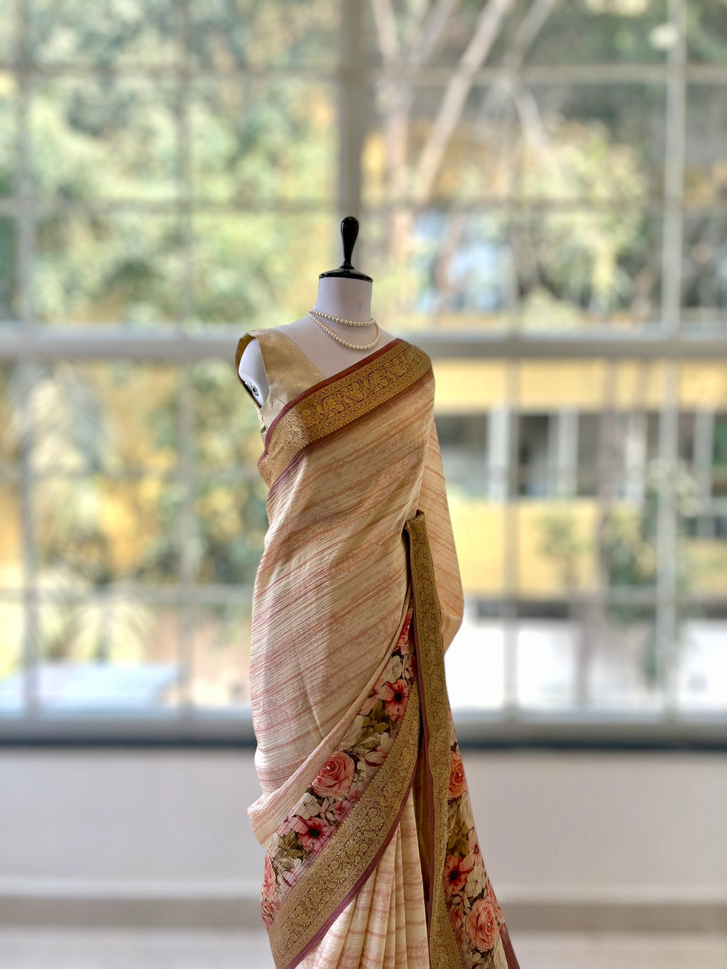 Diamond chiffon saree - Pink