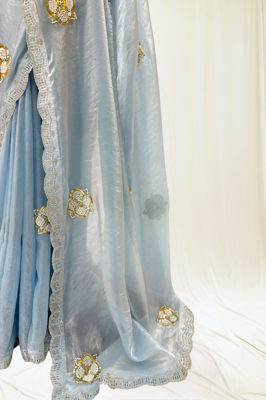 Fendy embellished saree - Powder blue