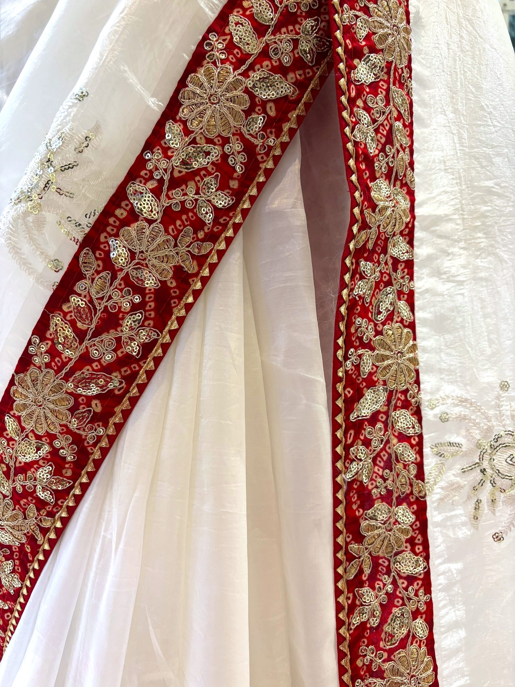 Soft organza embroidered saree - White