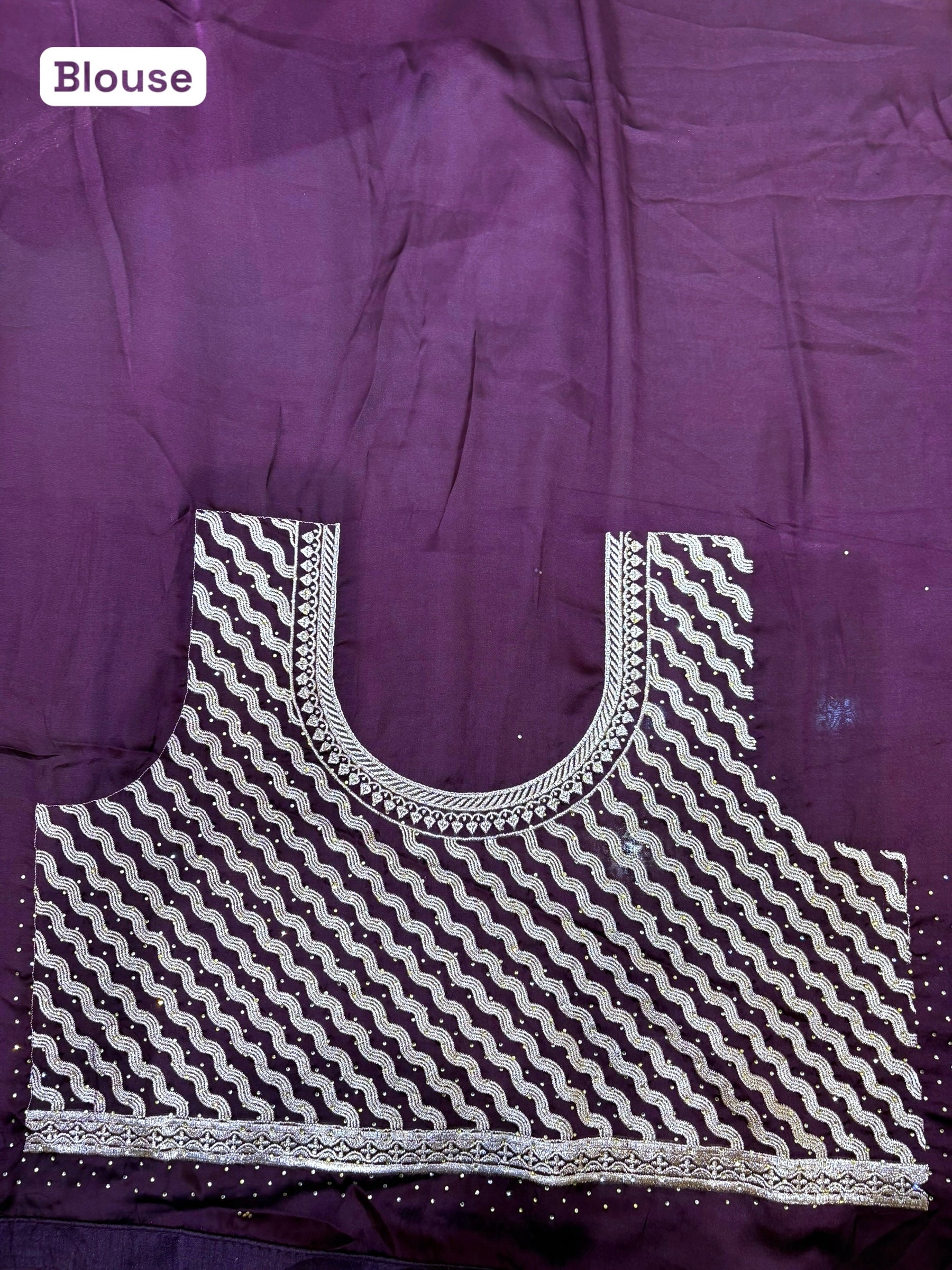 Plain minimalist satin saree - Purple