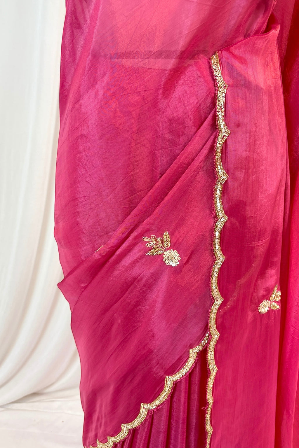 Pure organza sequins saree - Onion Pink