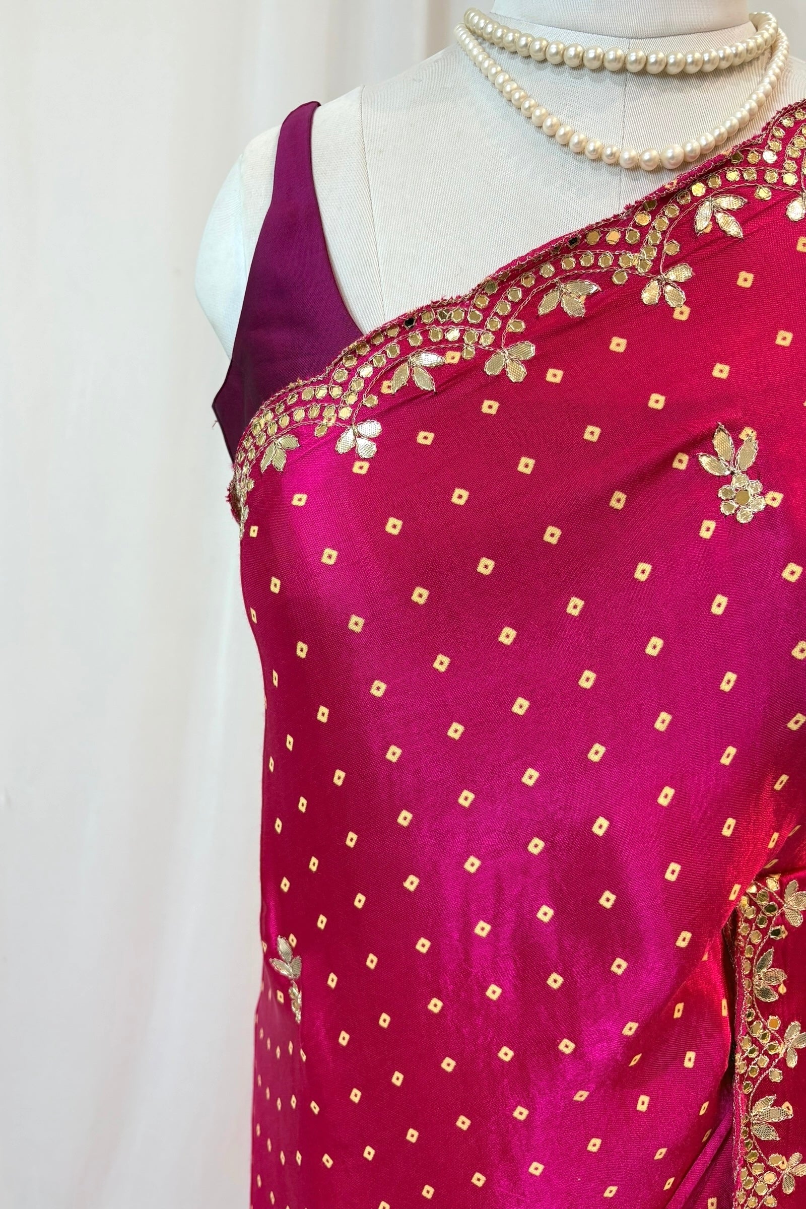 Pink modal silk zari saree