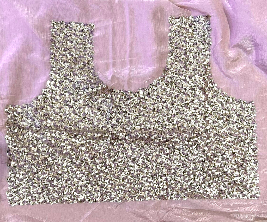 Chiffon sequins saree - Lilac