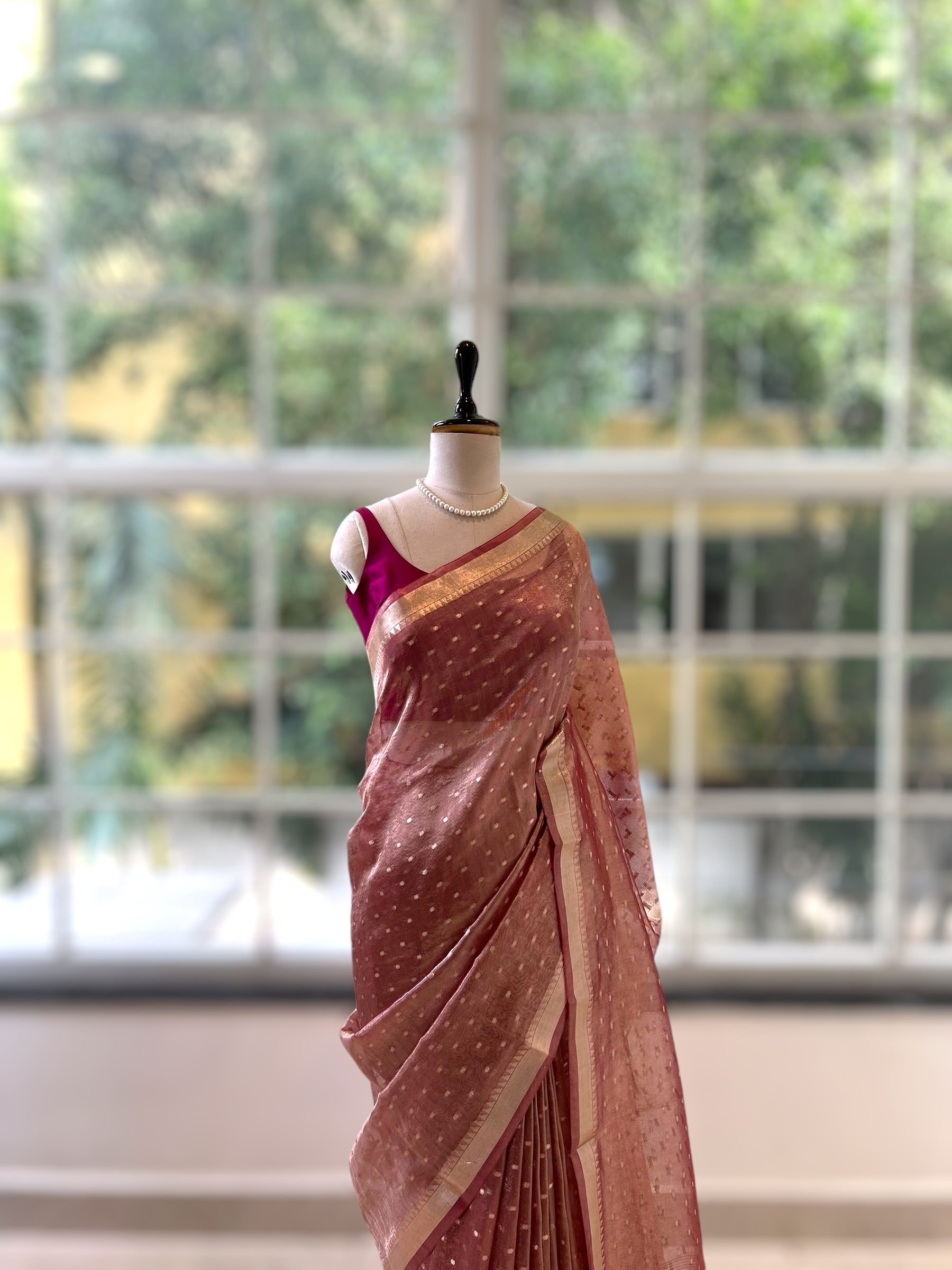 Tissue saree - Rose gold
