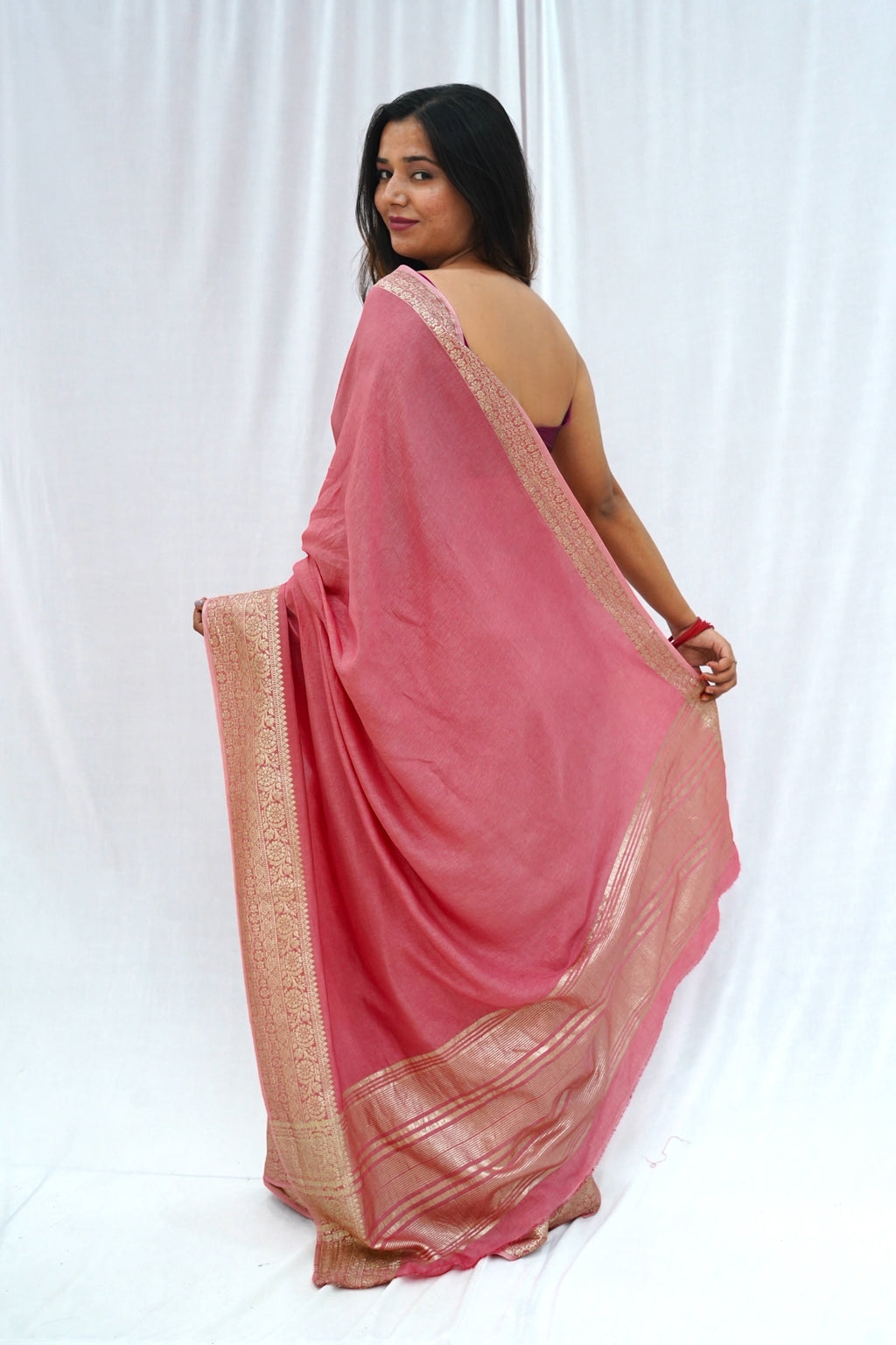 Dola silk saree - Peach