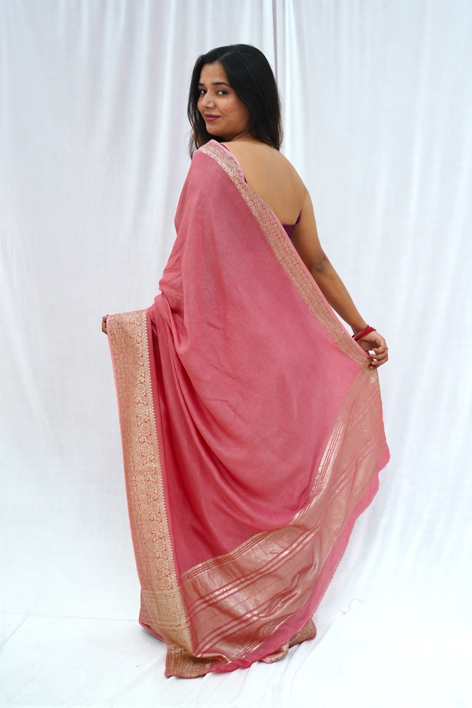 Dola silk saree - Peach
