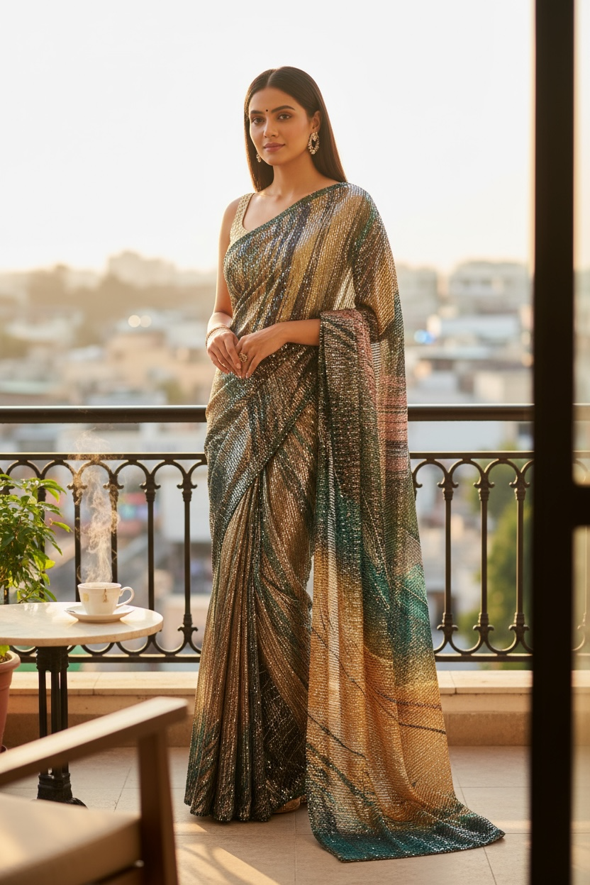 Designer sequins saree