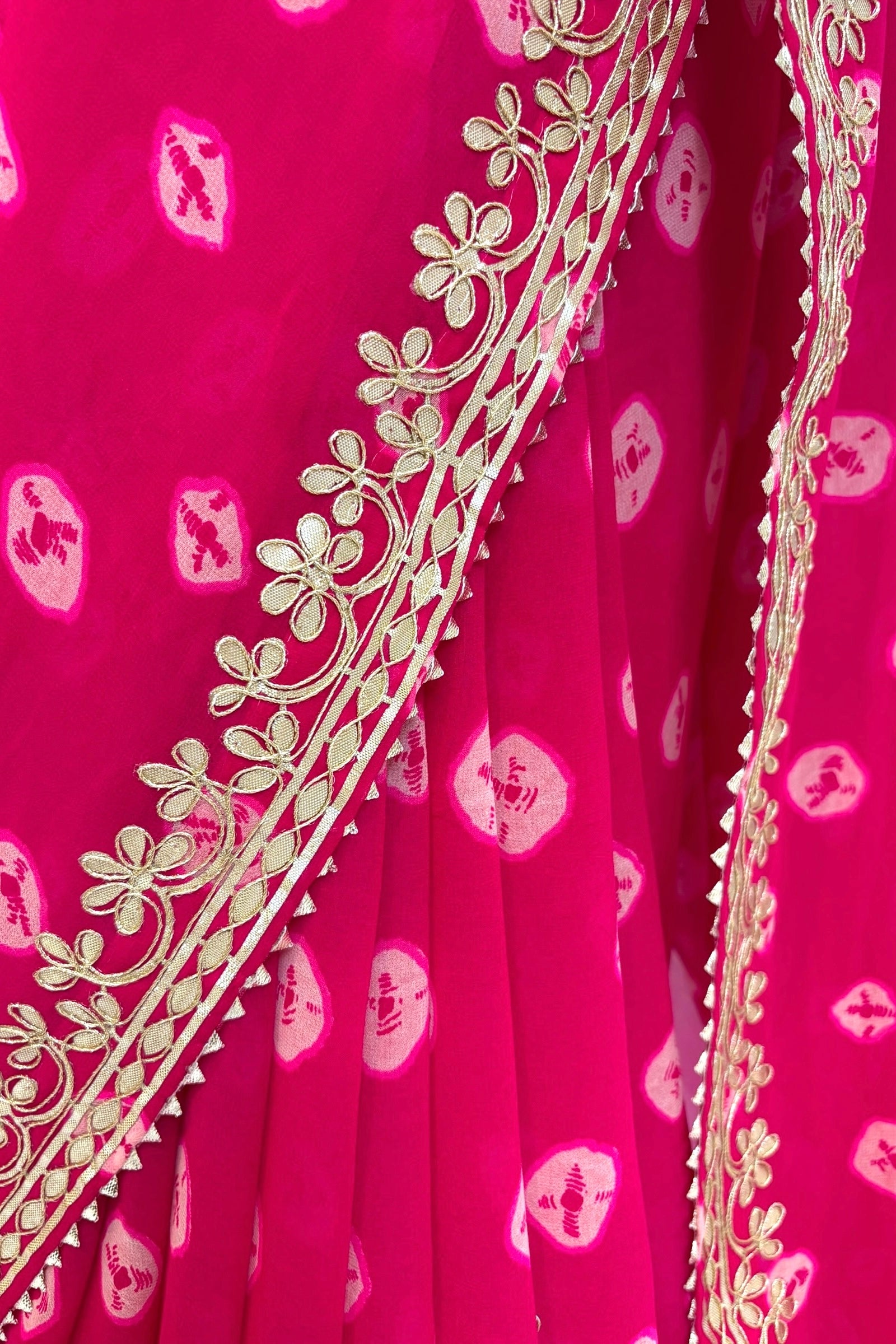 Bandhej georgette saree - Pink